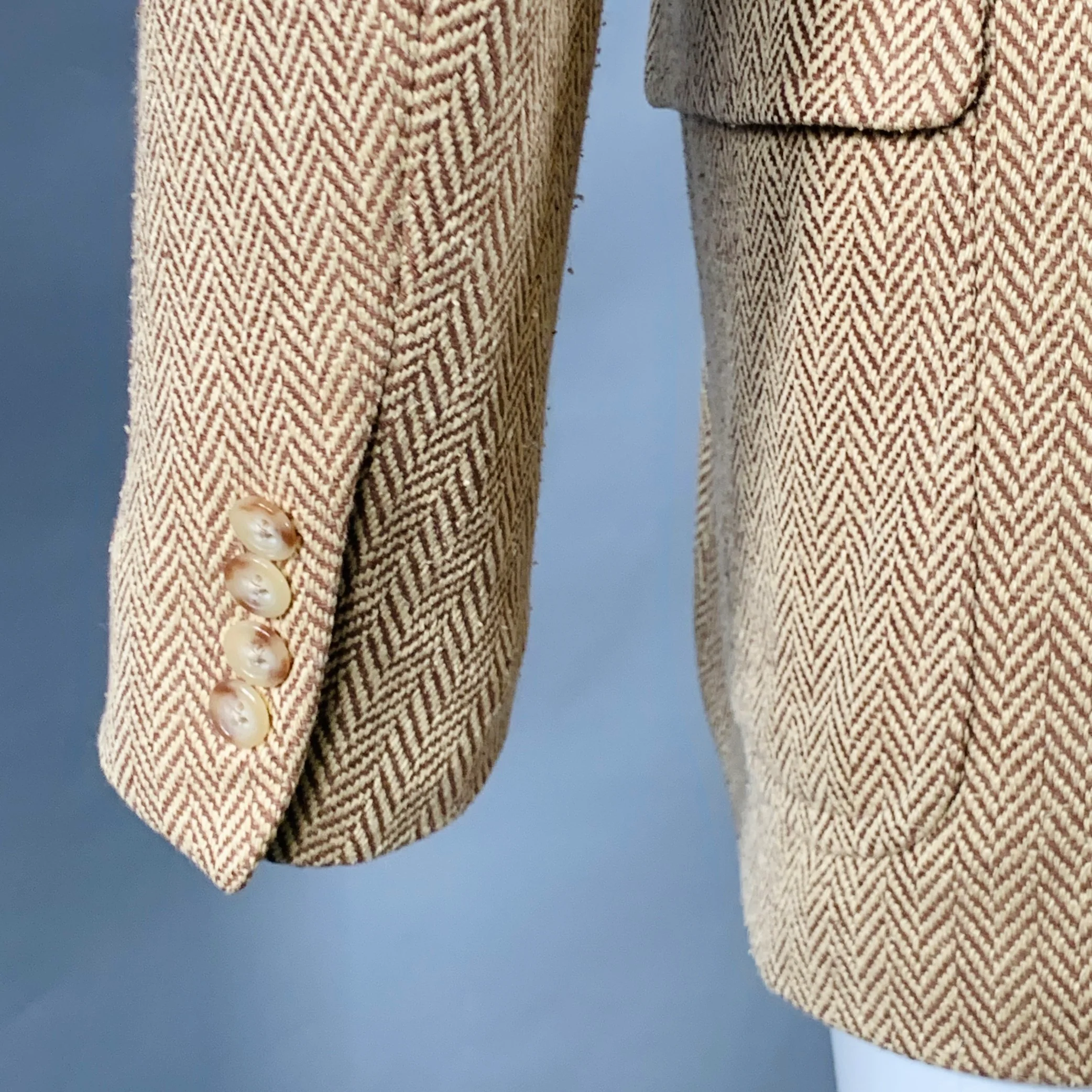 POLO by RALPH LAUREN Size 38 Regular Brown Tan Silk Herringbone Tweed Sport Coat - Image 5