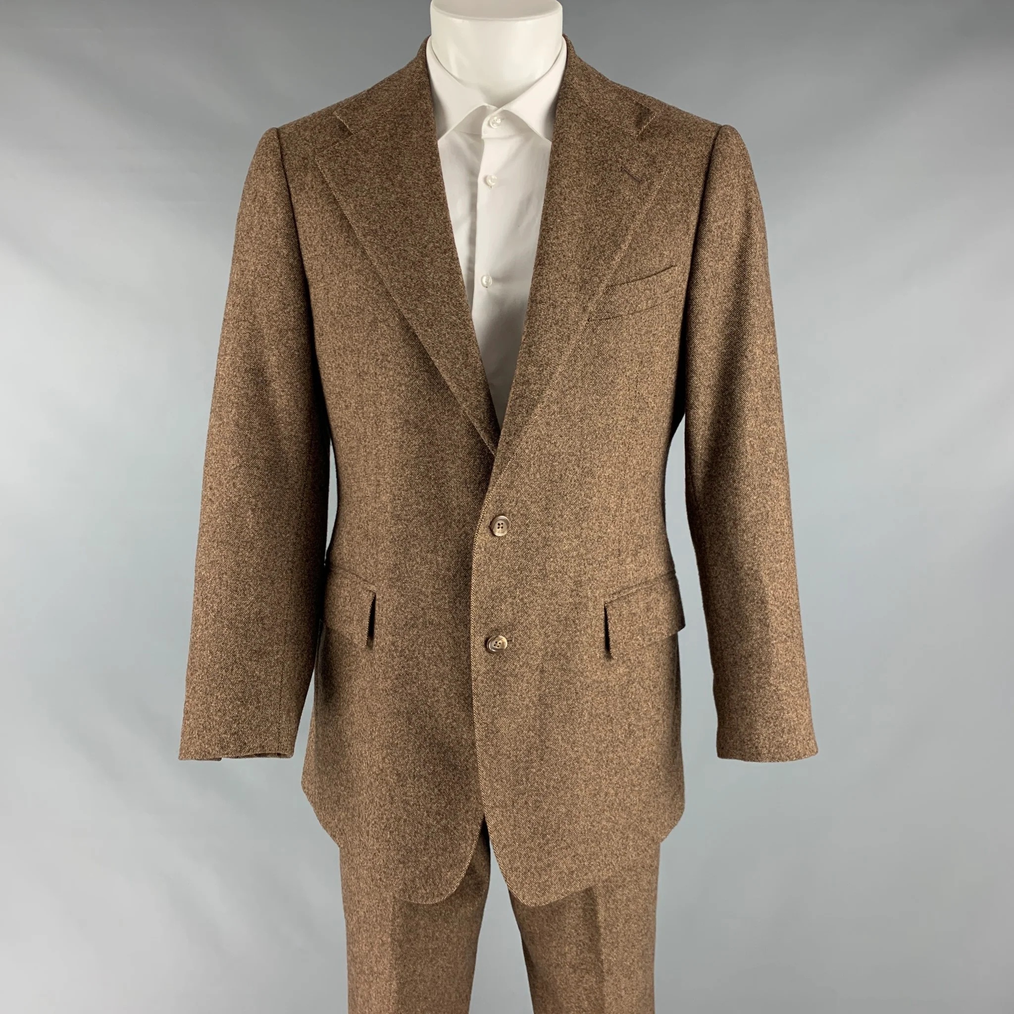 POLO by RALPH LAUREN Size 40 Brown Cream Nailhead Single breasted Suit - Image 2