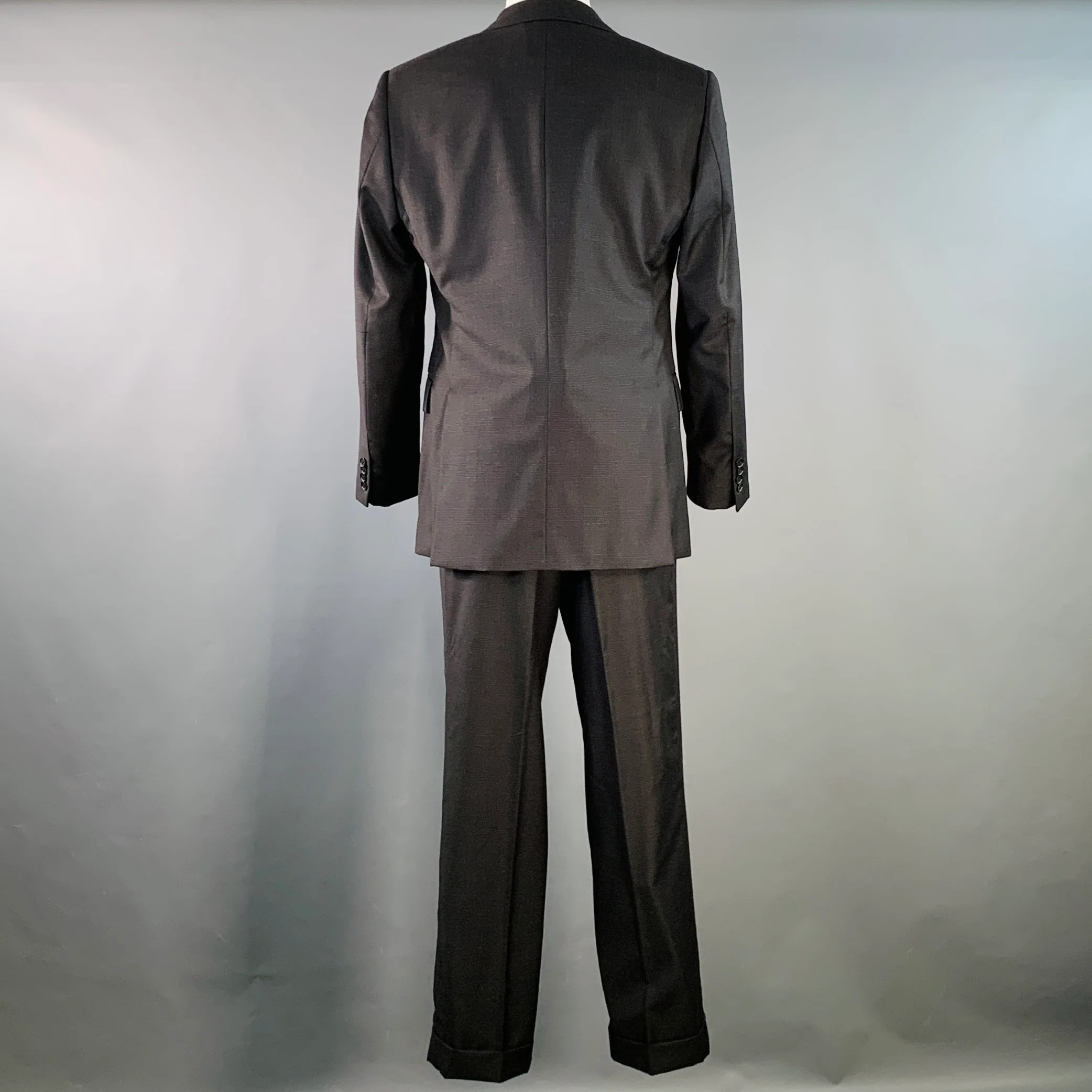 POLO by RALPH LAUREN Size 40 Regular Black Glenplaid Virgin Wool Notch Lapel Suit - Image 4