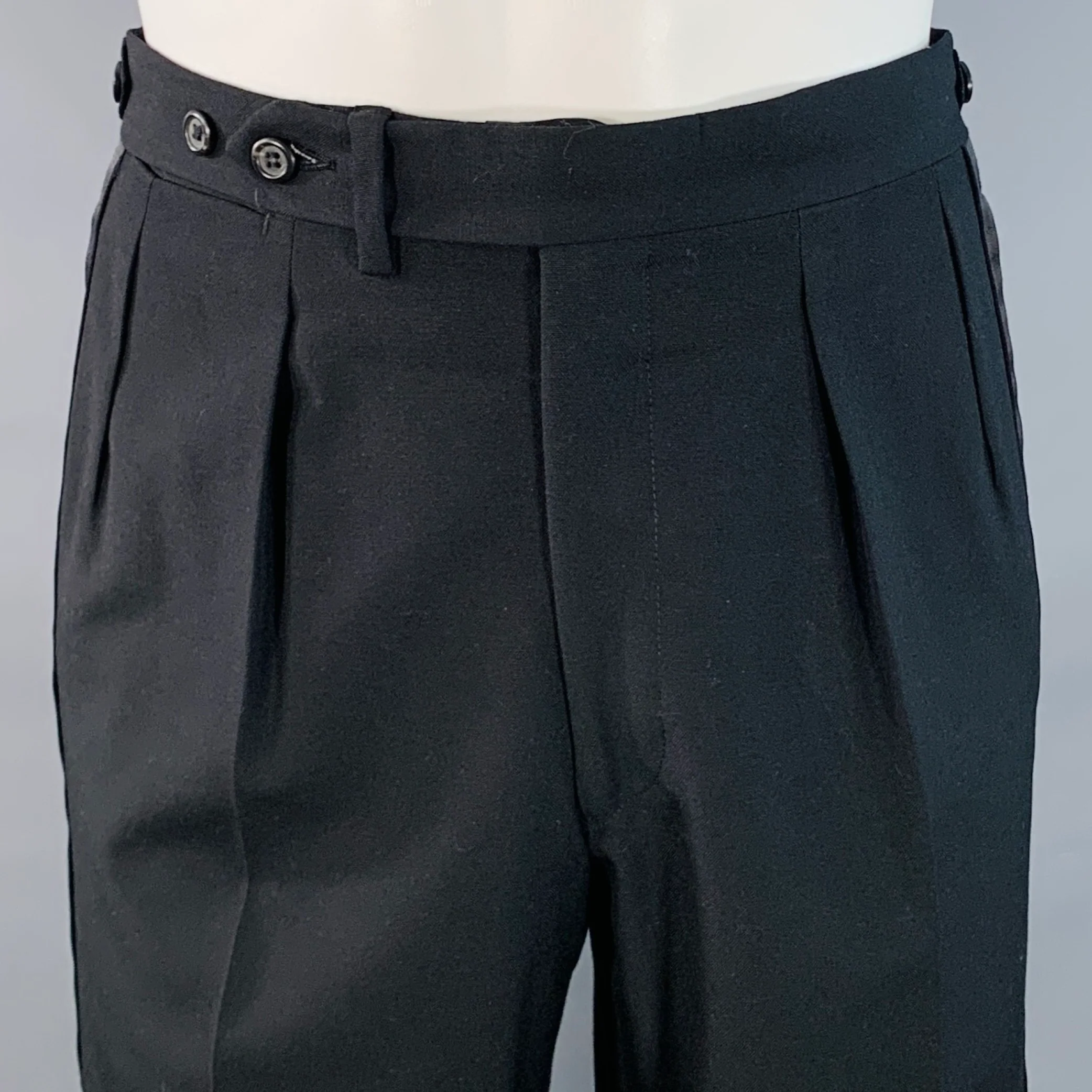 POLO by RALPH LAUREN Size 40 Regular Black Wool Peak Lapel Suit - Image 5