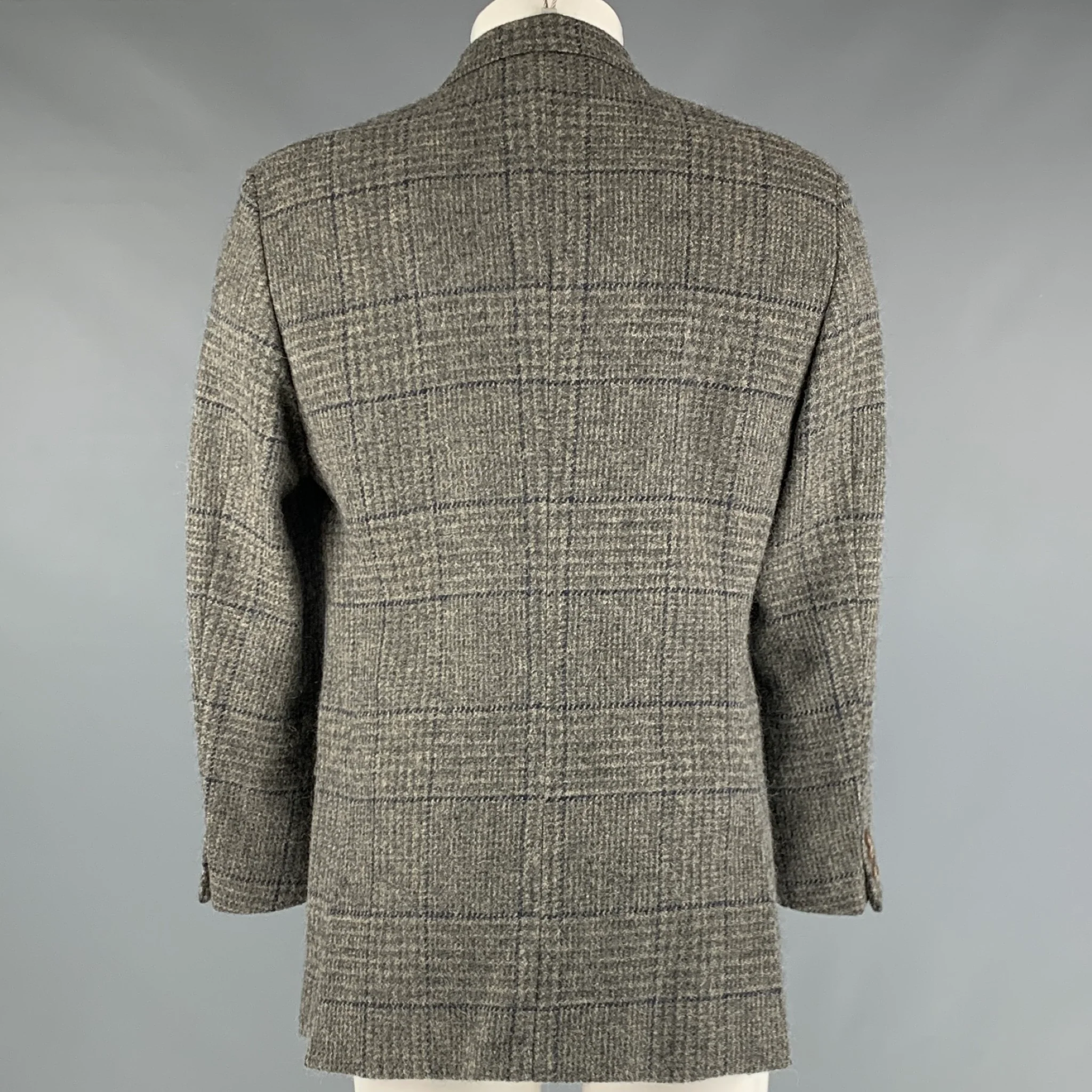 POLO by RALPH LAUREN Size 40 Regular Grey Navy Plaid Sport Coat - Image 3