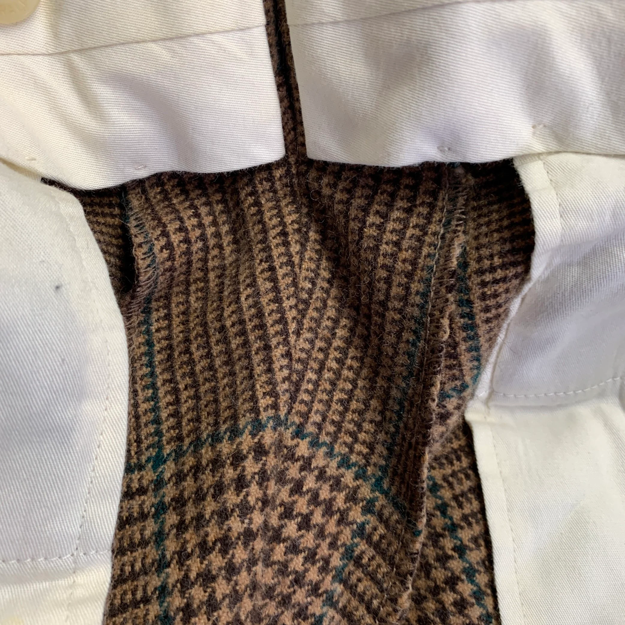 POLO by RALPH LAUREN Size 42 Long Brown Green Houndstooth Notch Lapel Suit - Image 15