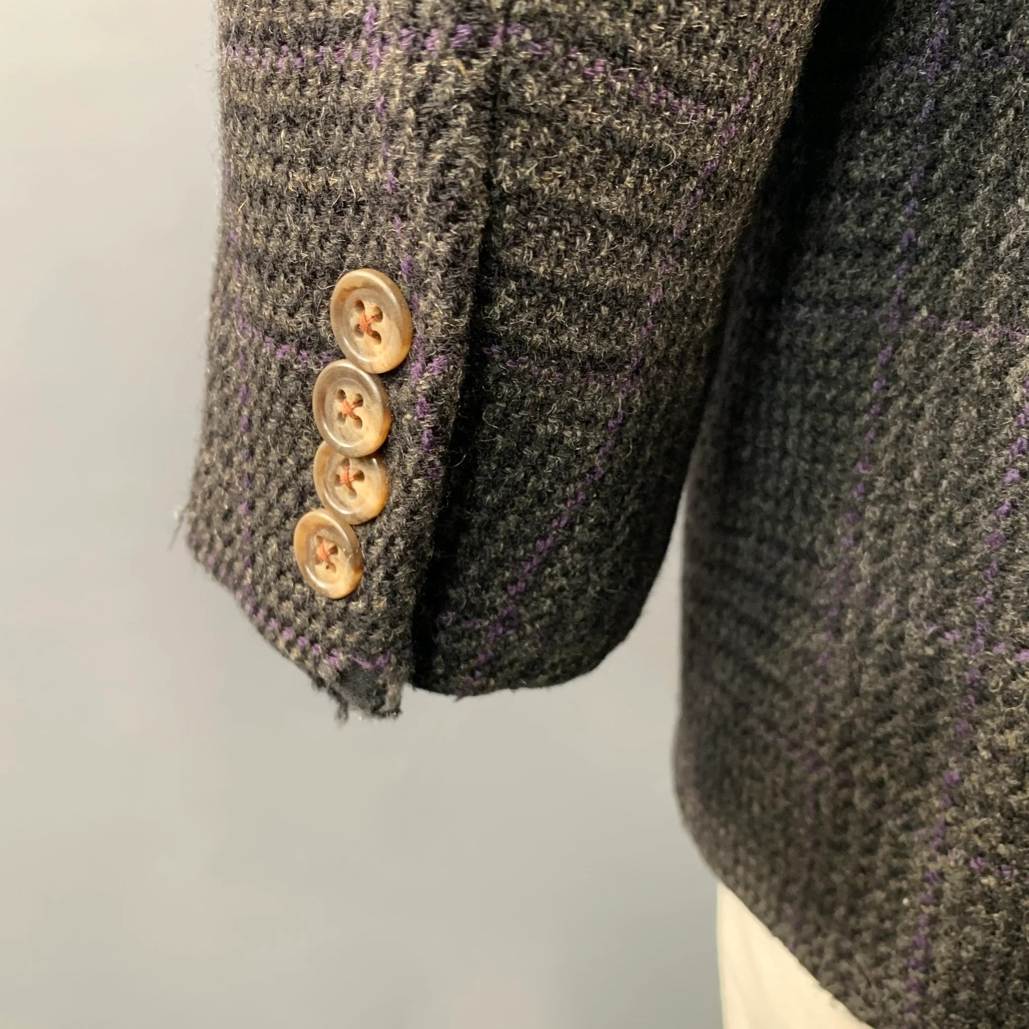 POLO by RALPH LAUREN Size 42 Regular Brown Purple Glenplaid Virgin Wool Sport Coat - Image 5