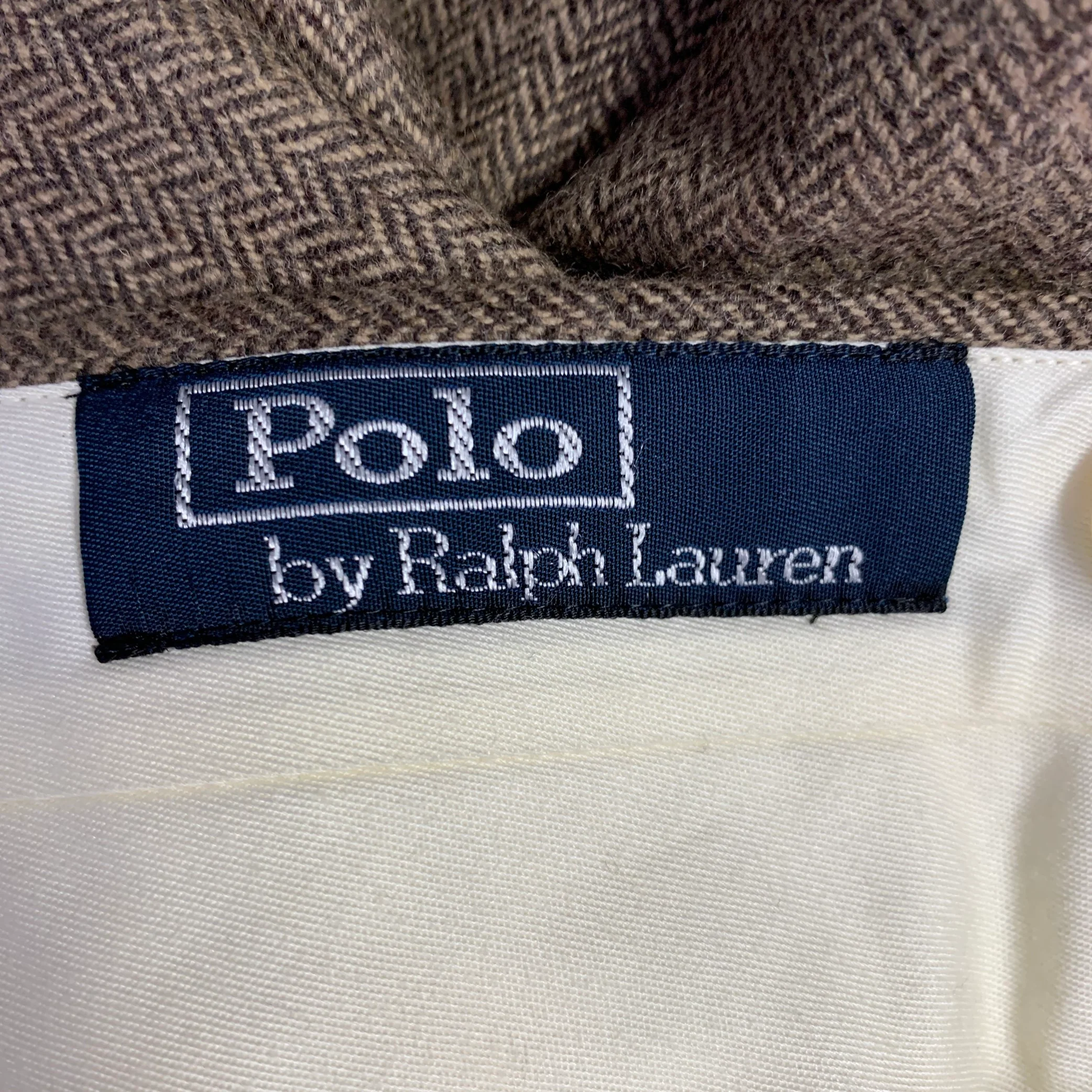 POLO by RALPH LAUREN Size 44 Brown Beige Herringbone Virgin Wool Suit - Image 12