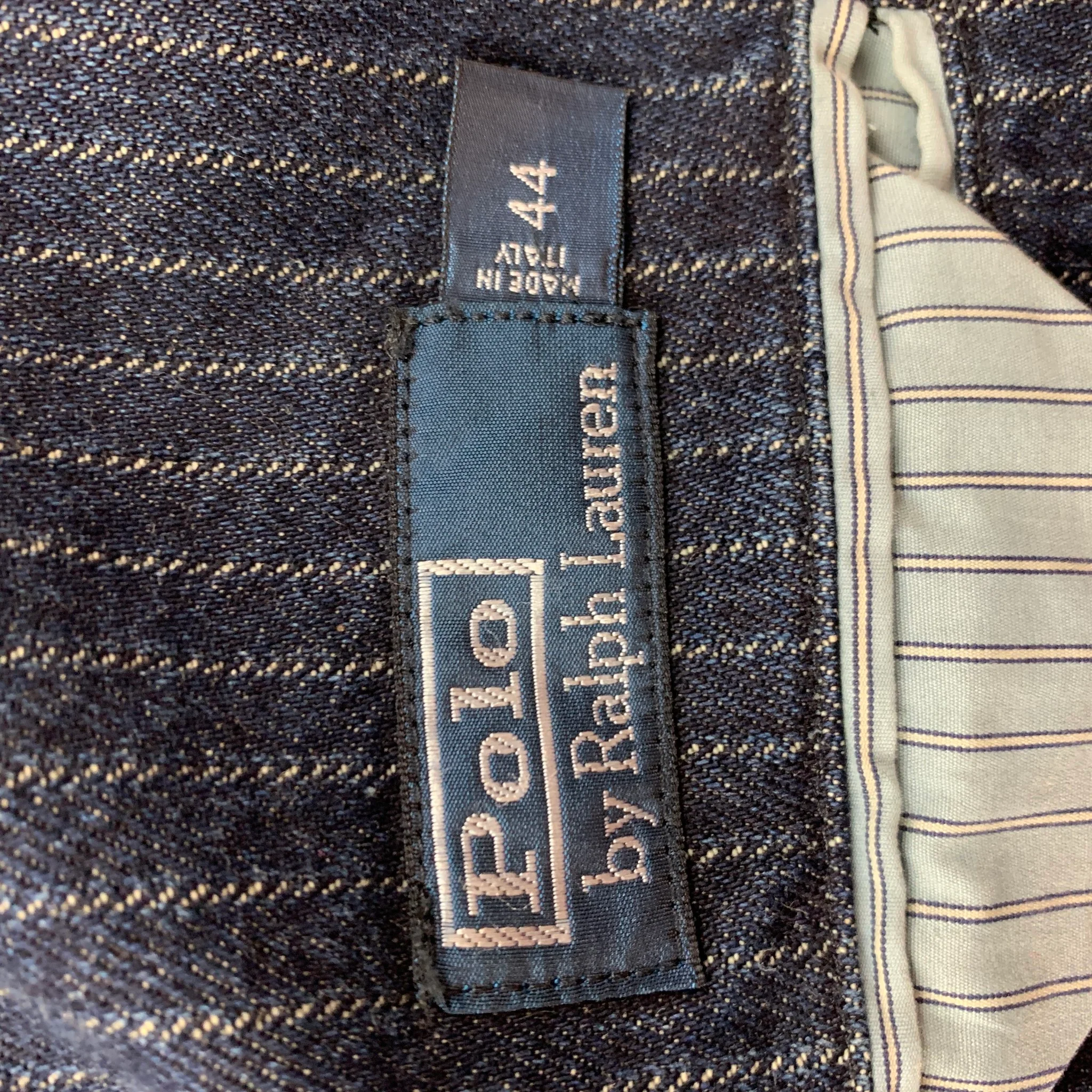 POLO by RALPH LAUREN Size 44 Indigo Pinstripe Cotton Sport Coat - Image 7
