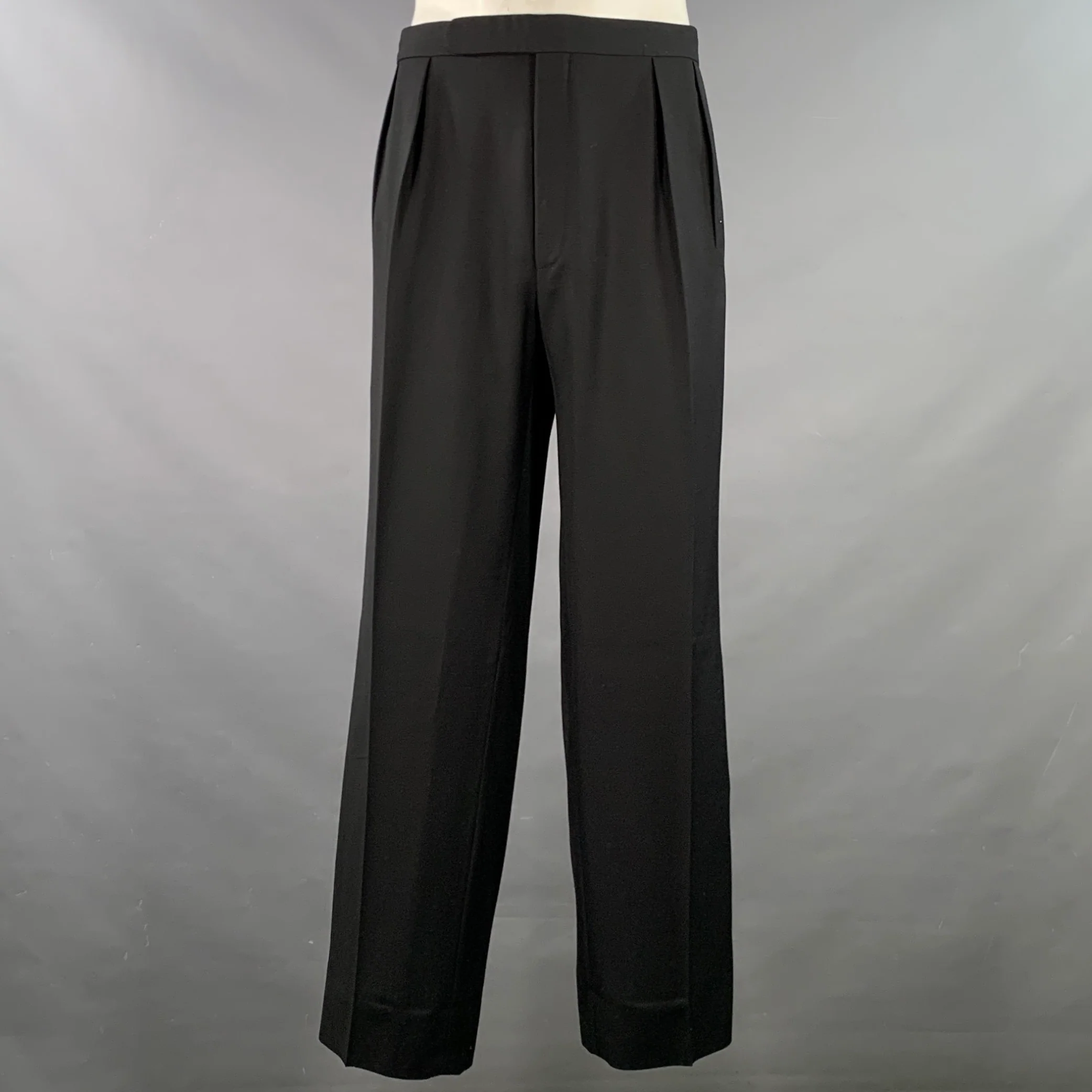 POLO by RALPH LAUREN Size 46 Black Virgin Wool Peak Lapel Tuxedo - Image 5