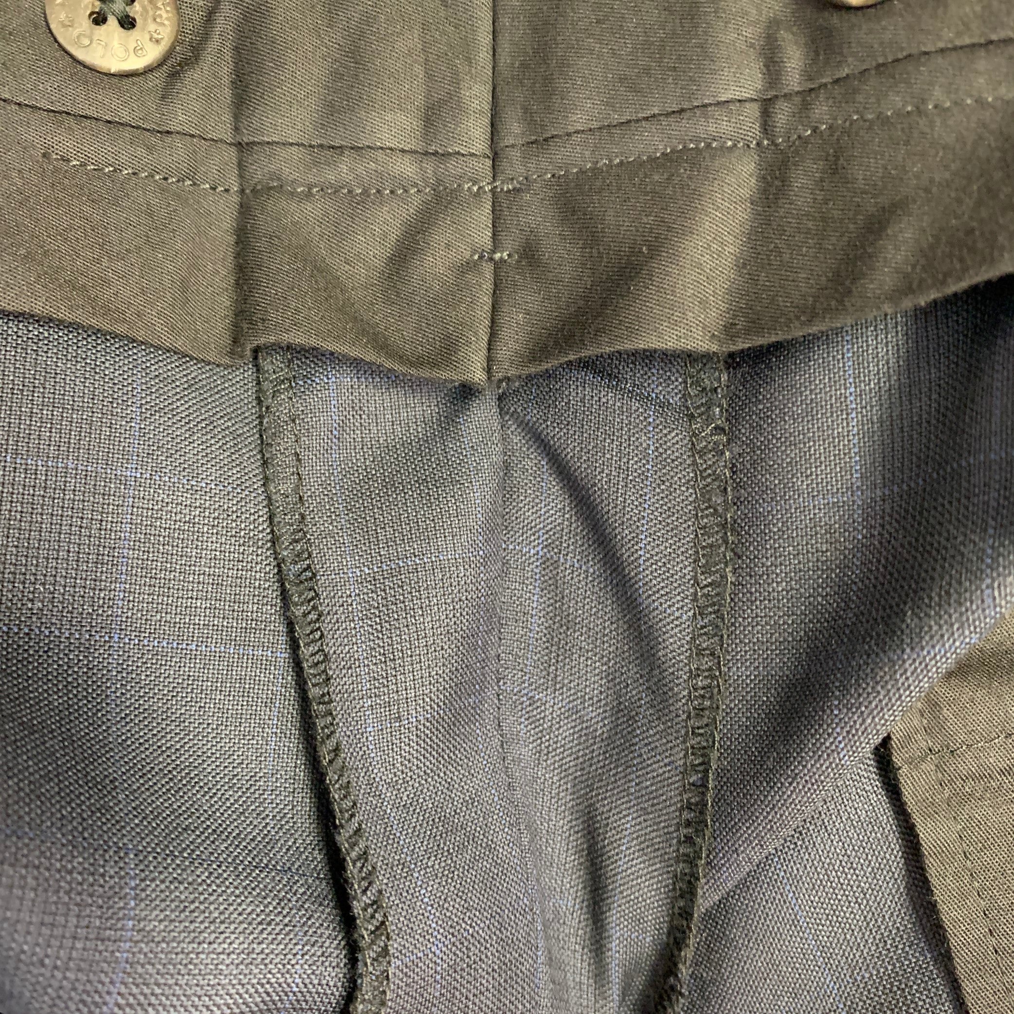 POLO by RALPH LAUREN Size 46 Navy Blue Window Pane Virgin Wool Suit - Image 15