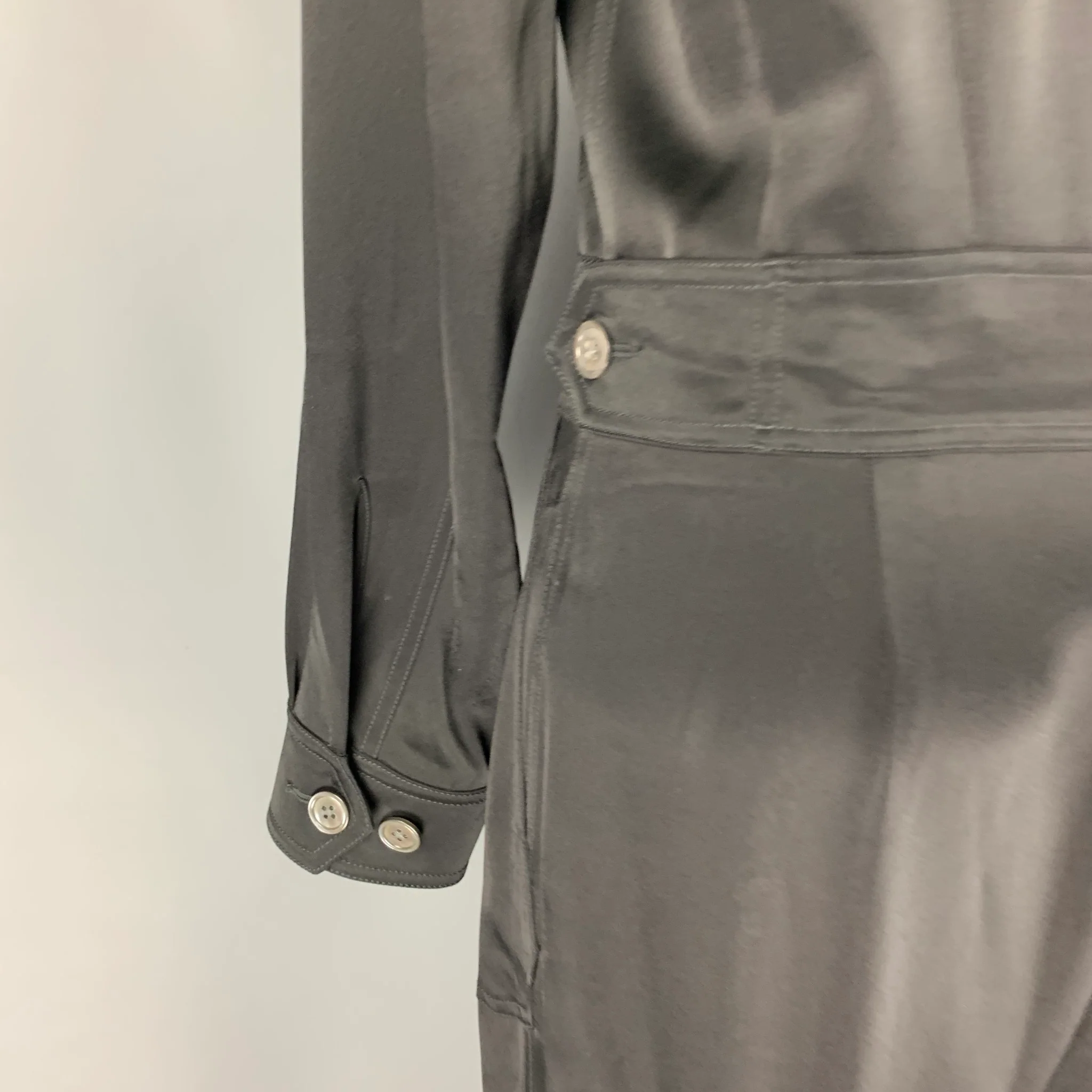 POLO by RALPH LAUREN Size 8 Black Triacetate Blend Long Sleeve Jumpsuit - Image 4
