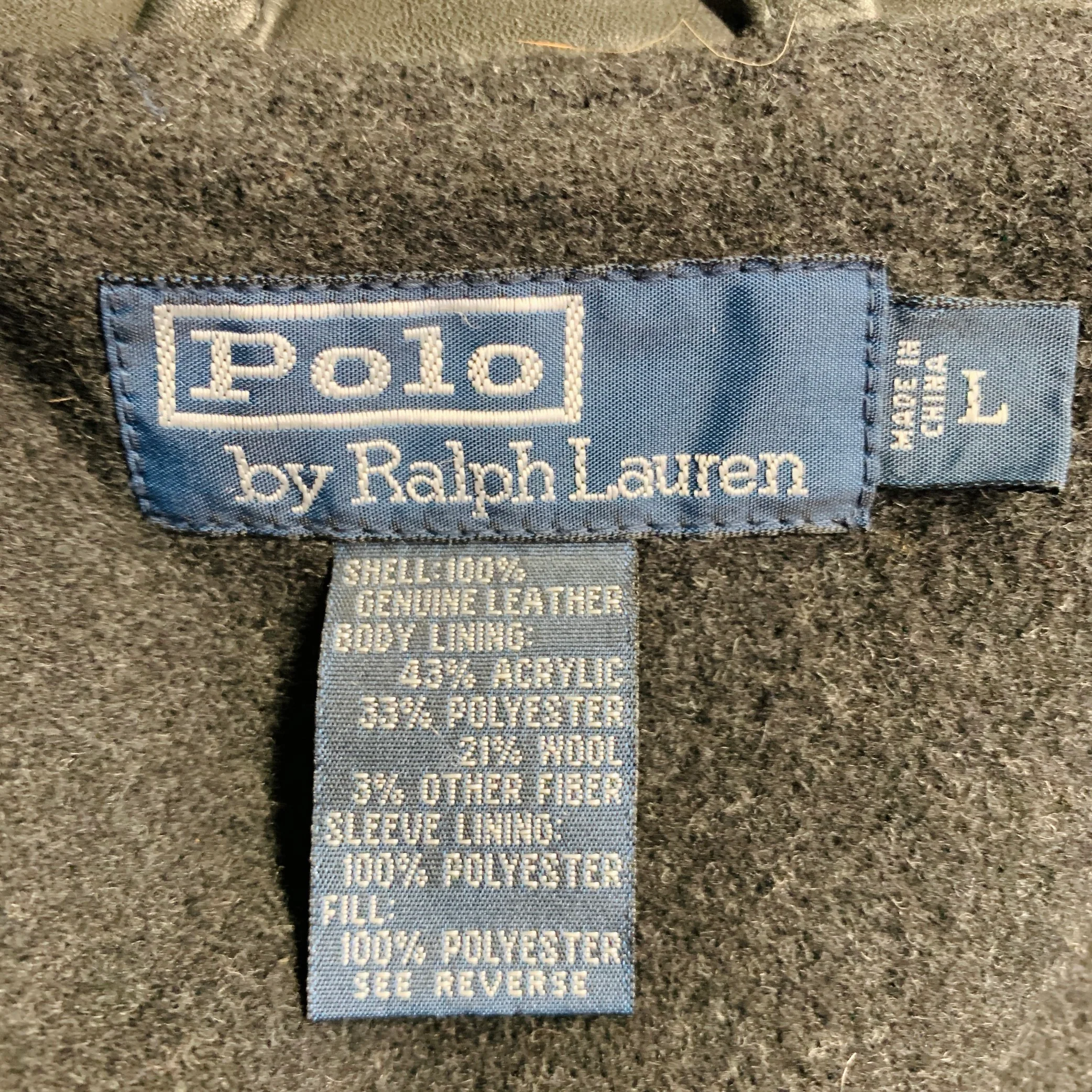 POLO by RALPH LAUREN Size L Black Leather Single Breasted Coat - Image 6