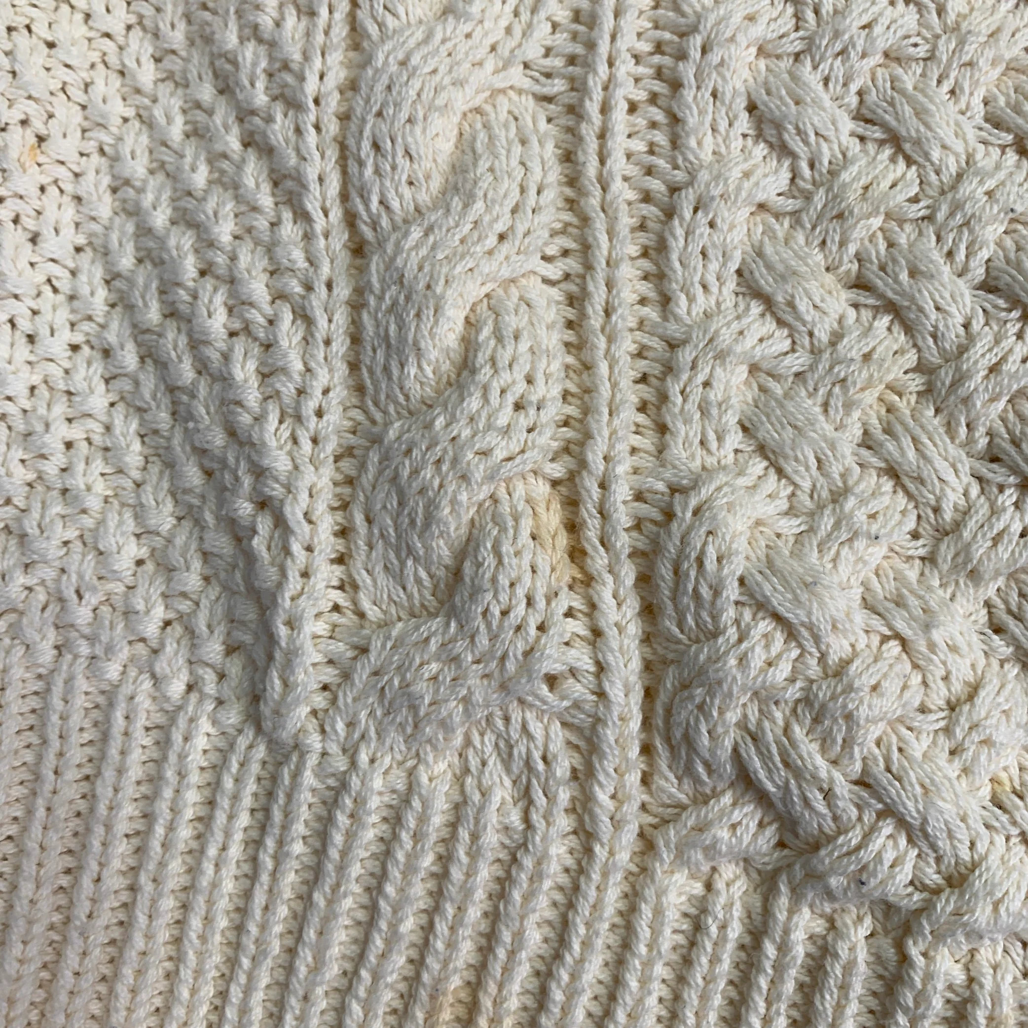 POLO by RALPH LAUREN Size L Cream Cable Knit Cotton Crew Neck Sweater - Image 11
