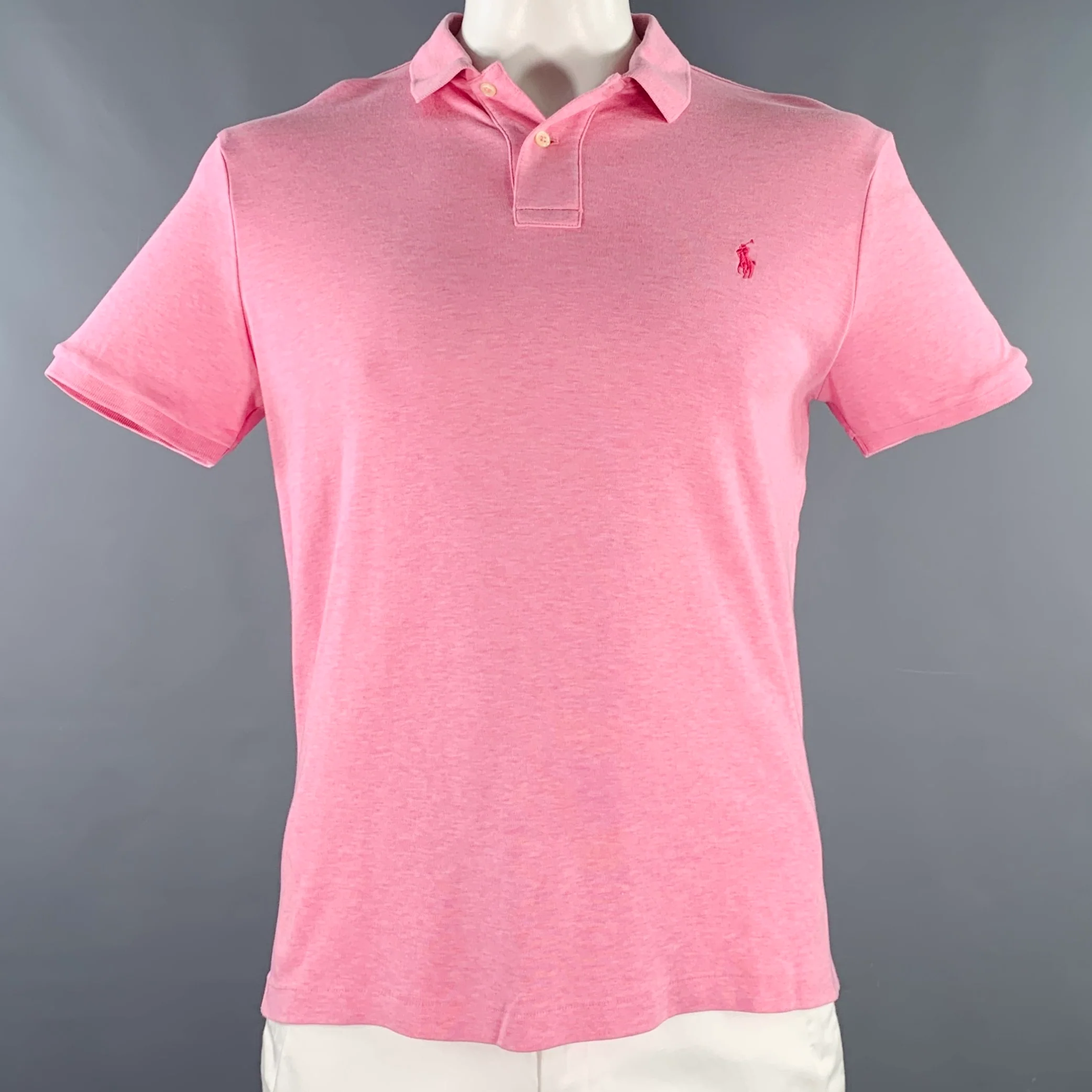 POLO by RALPH LAUREN Size L Pink Heather Cotton Half Placket Polo