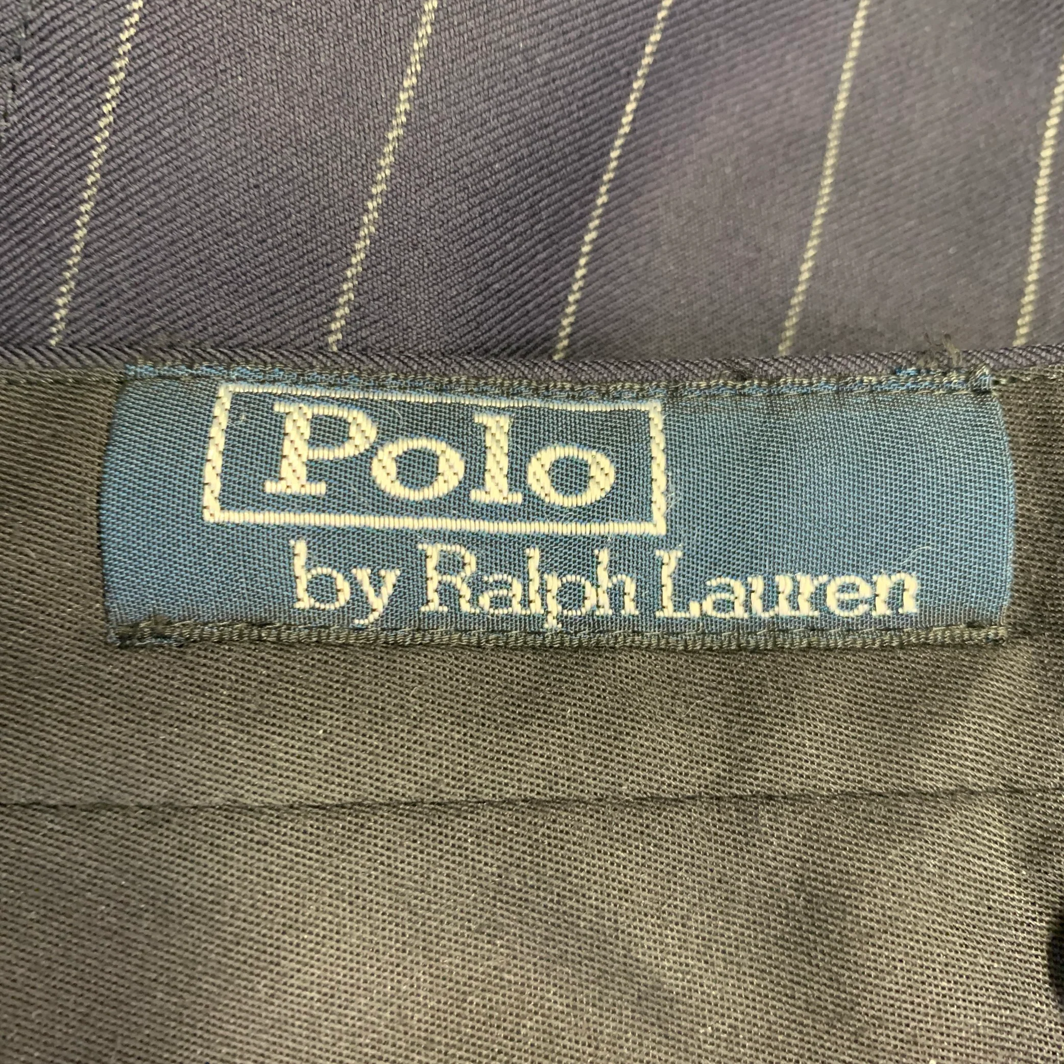 POLO by RALPH LAUREN Size L Regular Navy Grey Pinstripe Virgin Wool Suit - Image 13