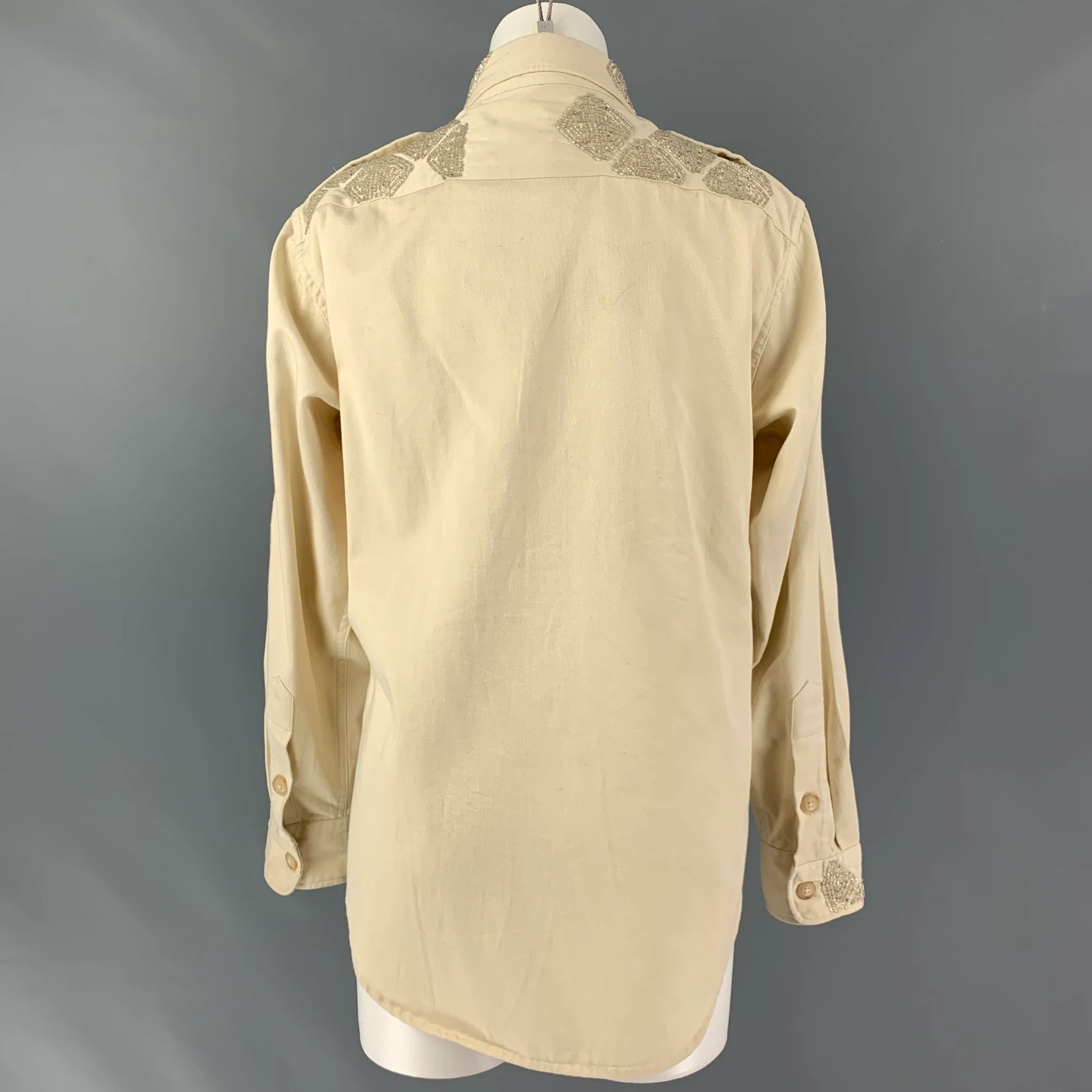 POLO by RALPH LAUREN Size M Beige Cotton Beaded Jacket - Image 3