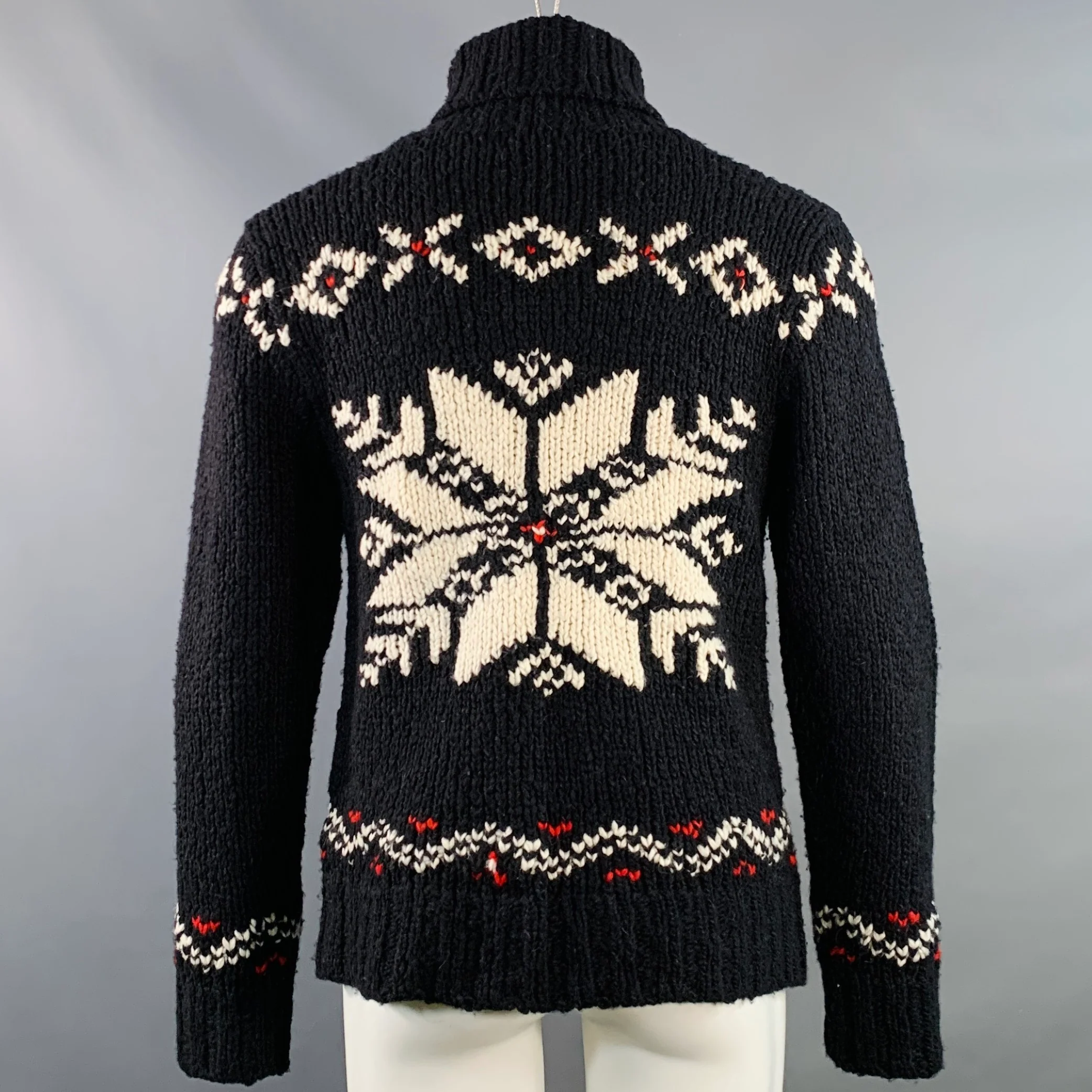 POLO by RALPH LAUREN Size M Black Red White Nordic Wool Alpaca Sweater - Image 3