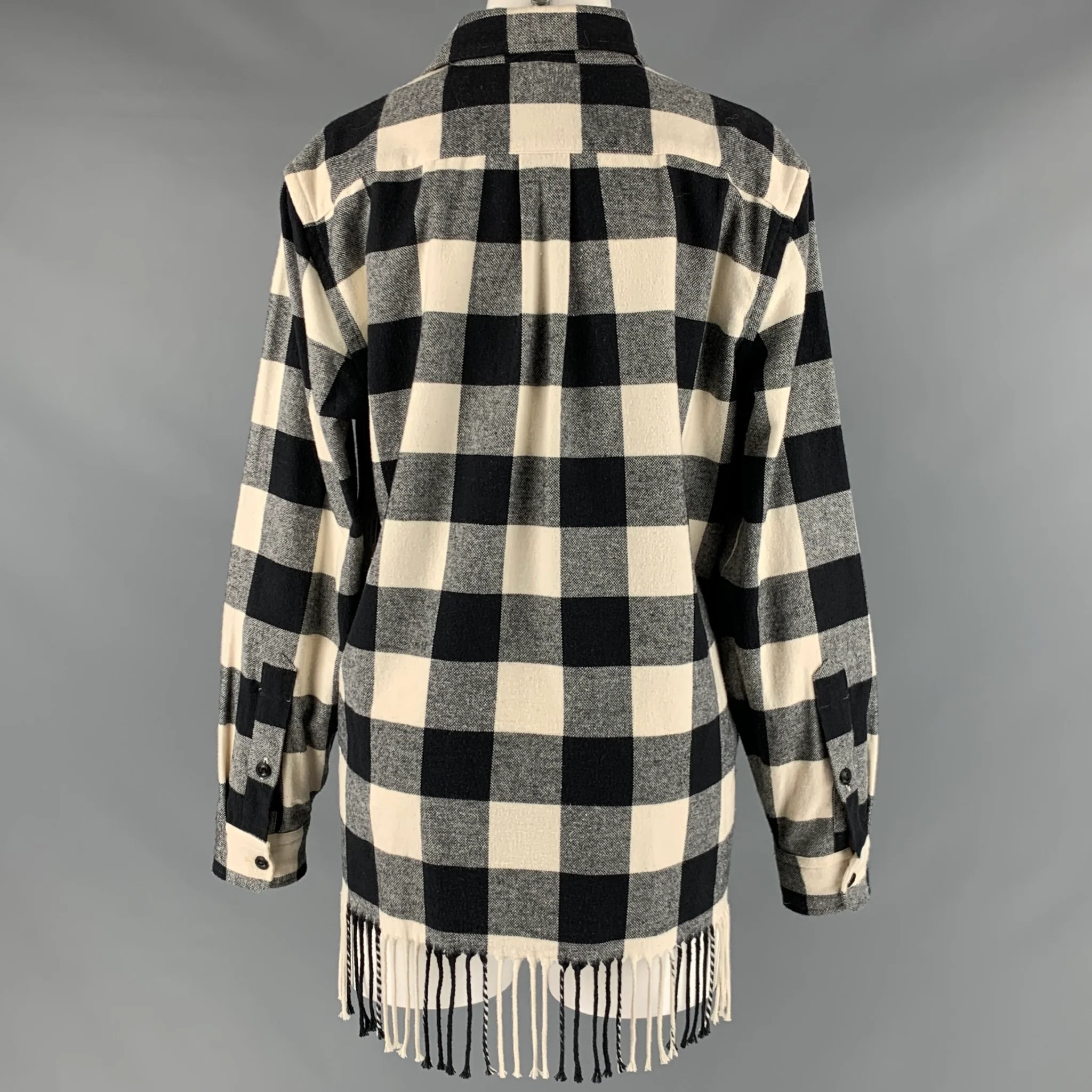 POLO by RALPH LAUREN Size M Black White Cotton Checkered Patch Pockets Shirt - Image 3