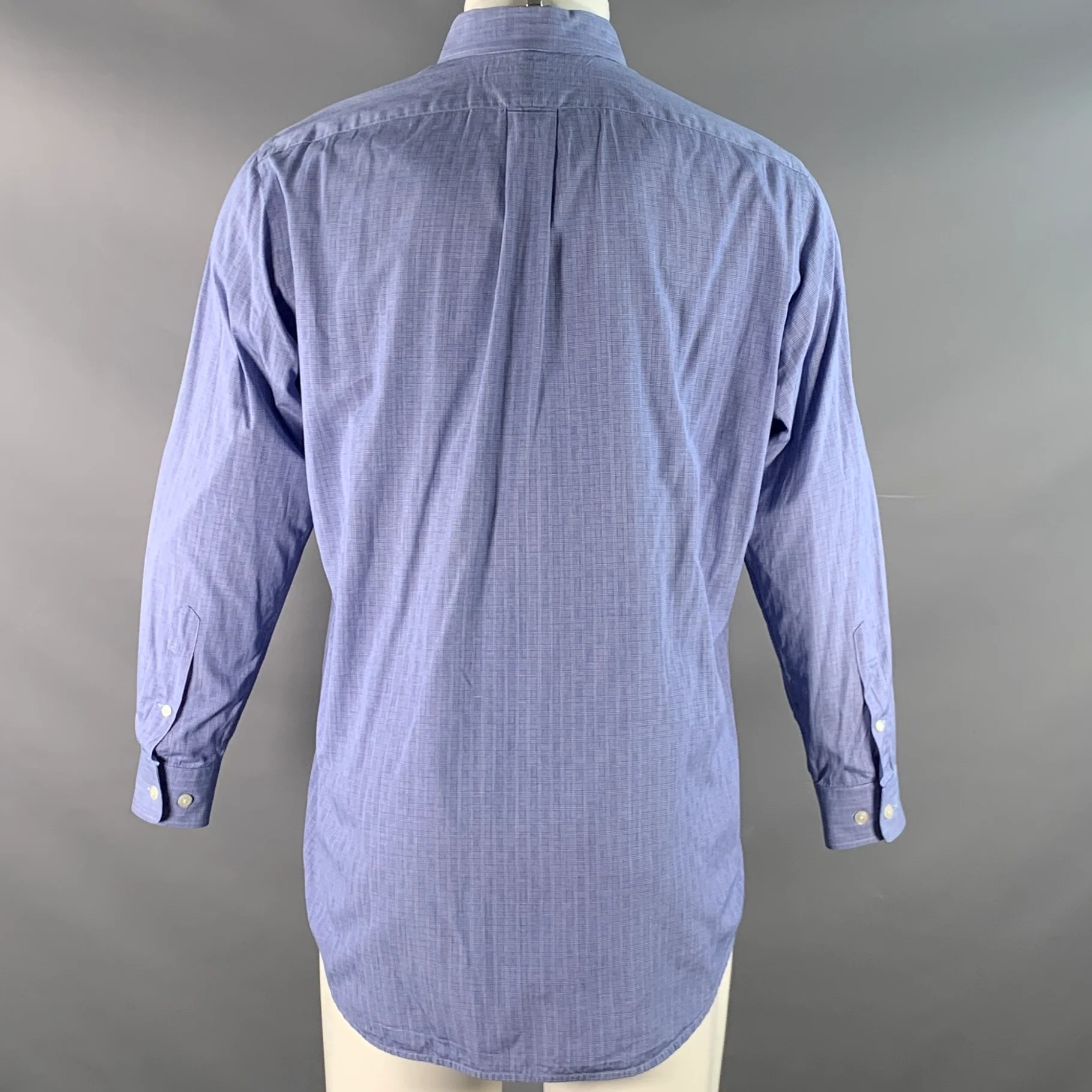 POLO by RALPH LAUREN Size M Blue White Plaid Cotton Long Sleeve Shirt - Image 4