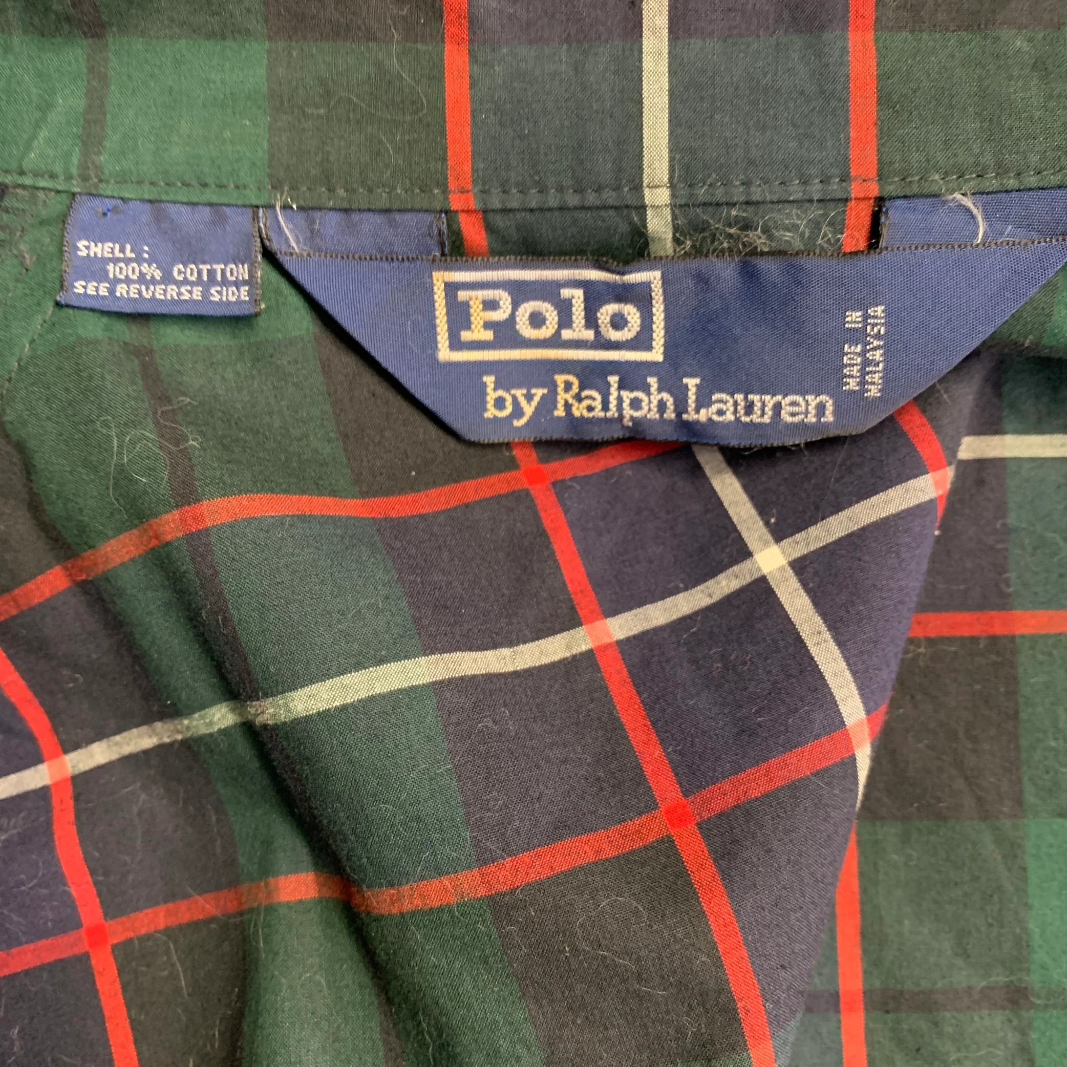 POLO by RALPH LAUREN Size M Green Navy Red Plaid Cotton Zip Up Harrington Jacket - Image 4