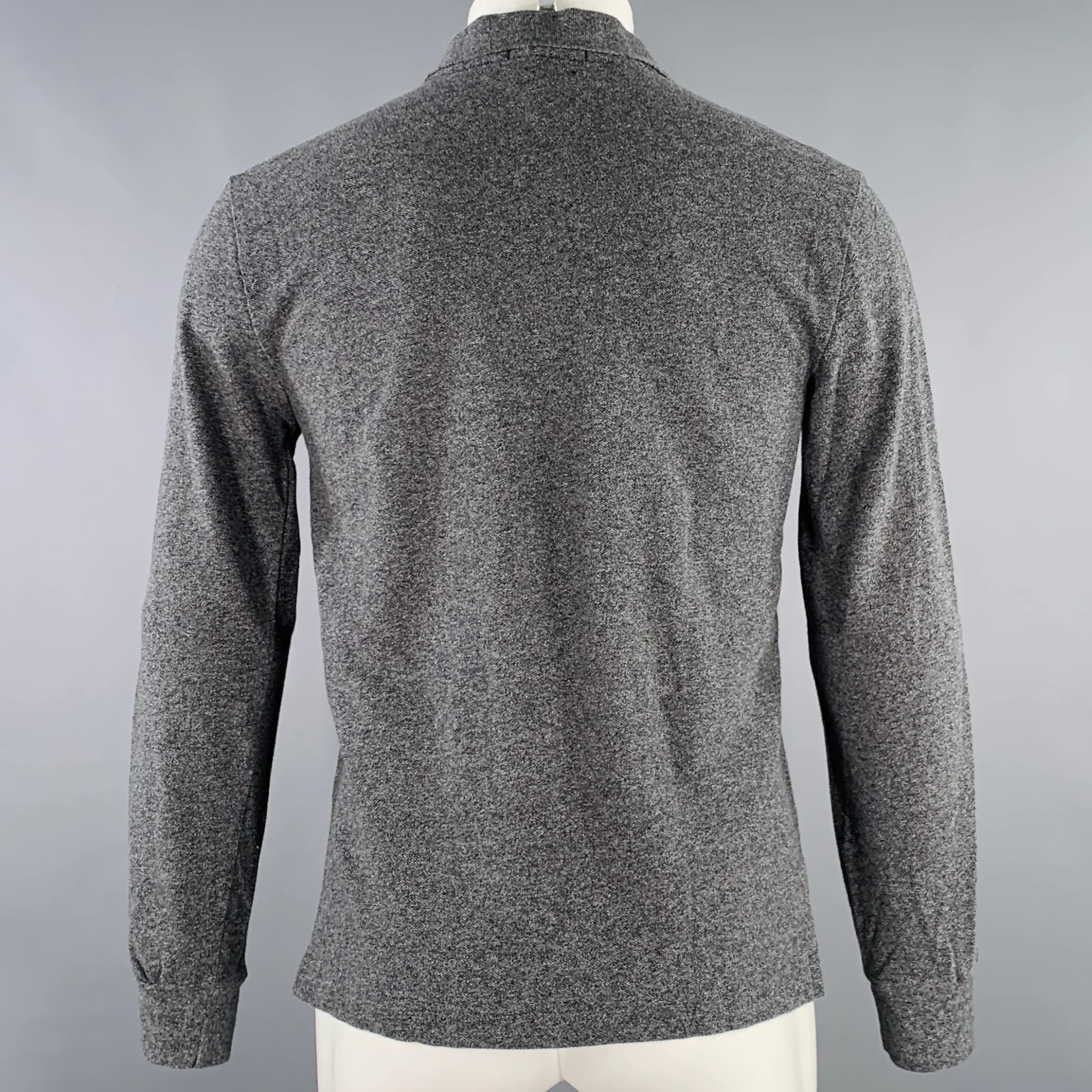 POLO by RALPH LAUREN Size M Grey Charcoal Heather Cotton Half Placket Polo - Image 3