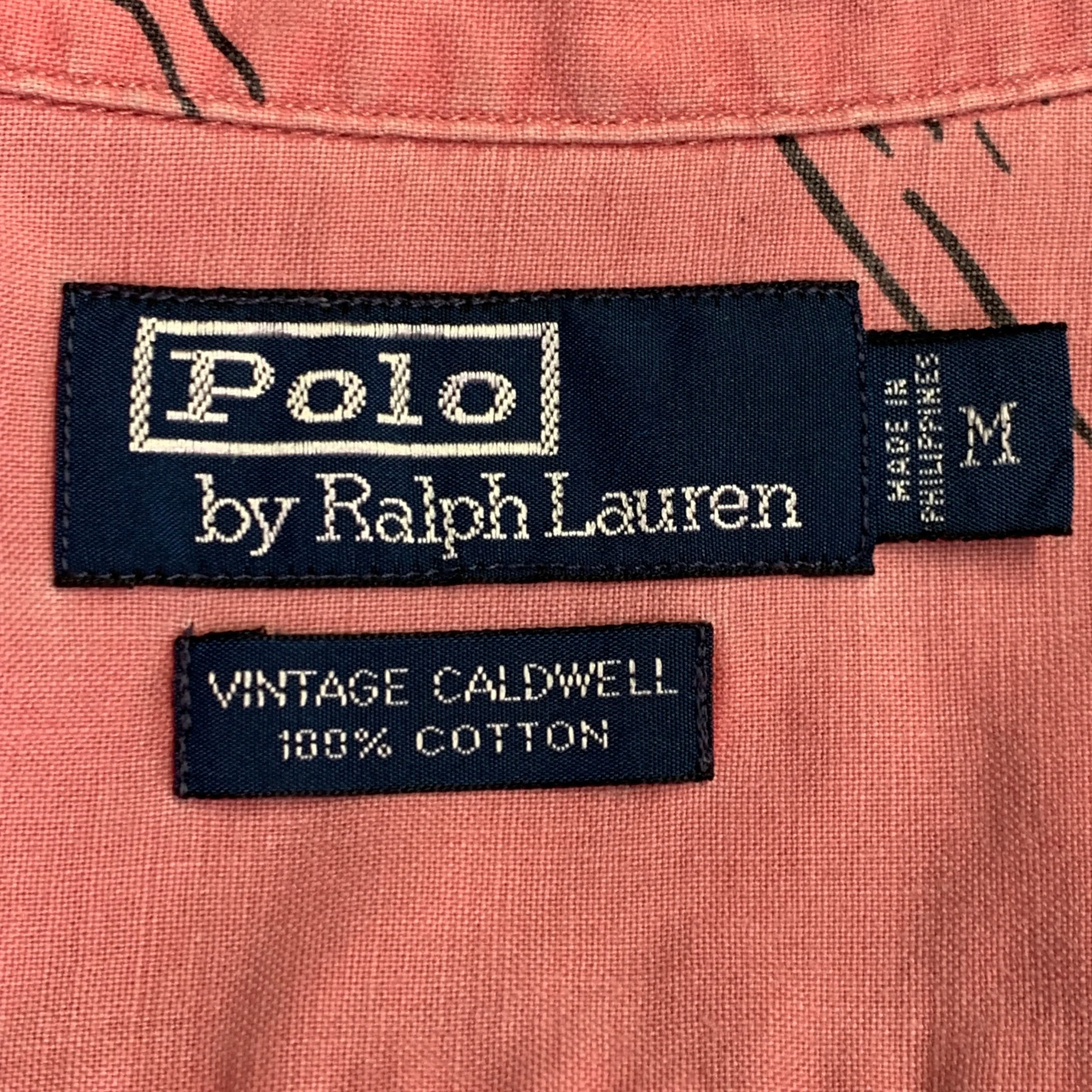POLO by RALPH LAUREN Size M Pink Grey Tropical Cotton Short Sleeve Shirt - Image 6