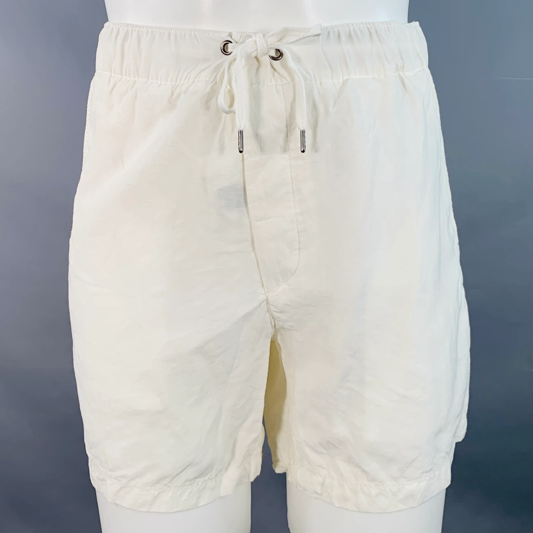 POLO by RALPH LAUREN Size M White Linen Silk Drawstring Shorts