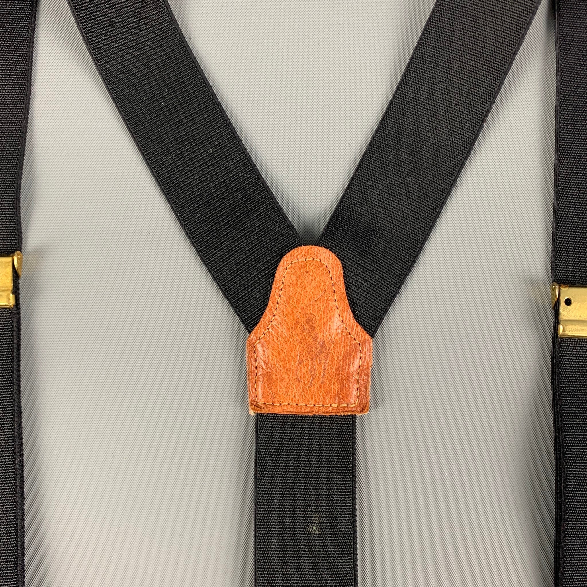 POLO by RALPH LAUREN Size One Size Black & Tan Leather Elastic Suspenders - Image 5