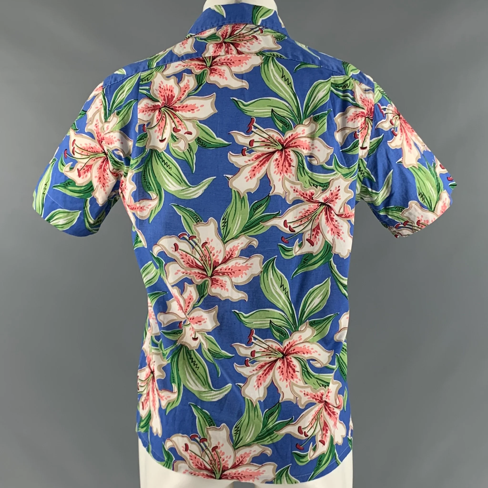 POLO by RALPH LAUREN Size S Blue Green Floral Spread Collar Short Sleeve Shirt - Image 3