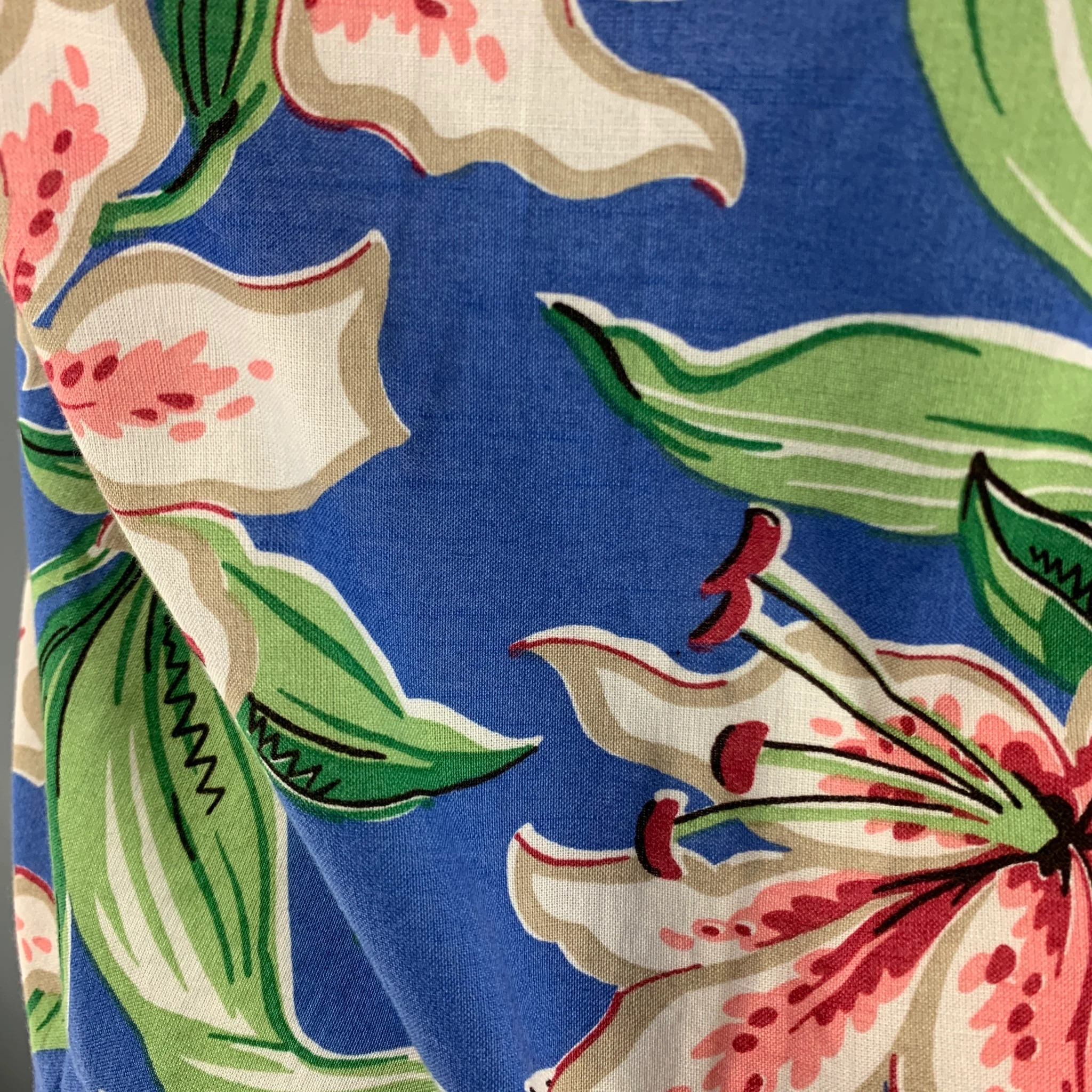 POLO by RALPH LAUREN Size S Blue Green Floral Spread Collar Short Sleeve Shirt - Image 4
