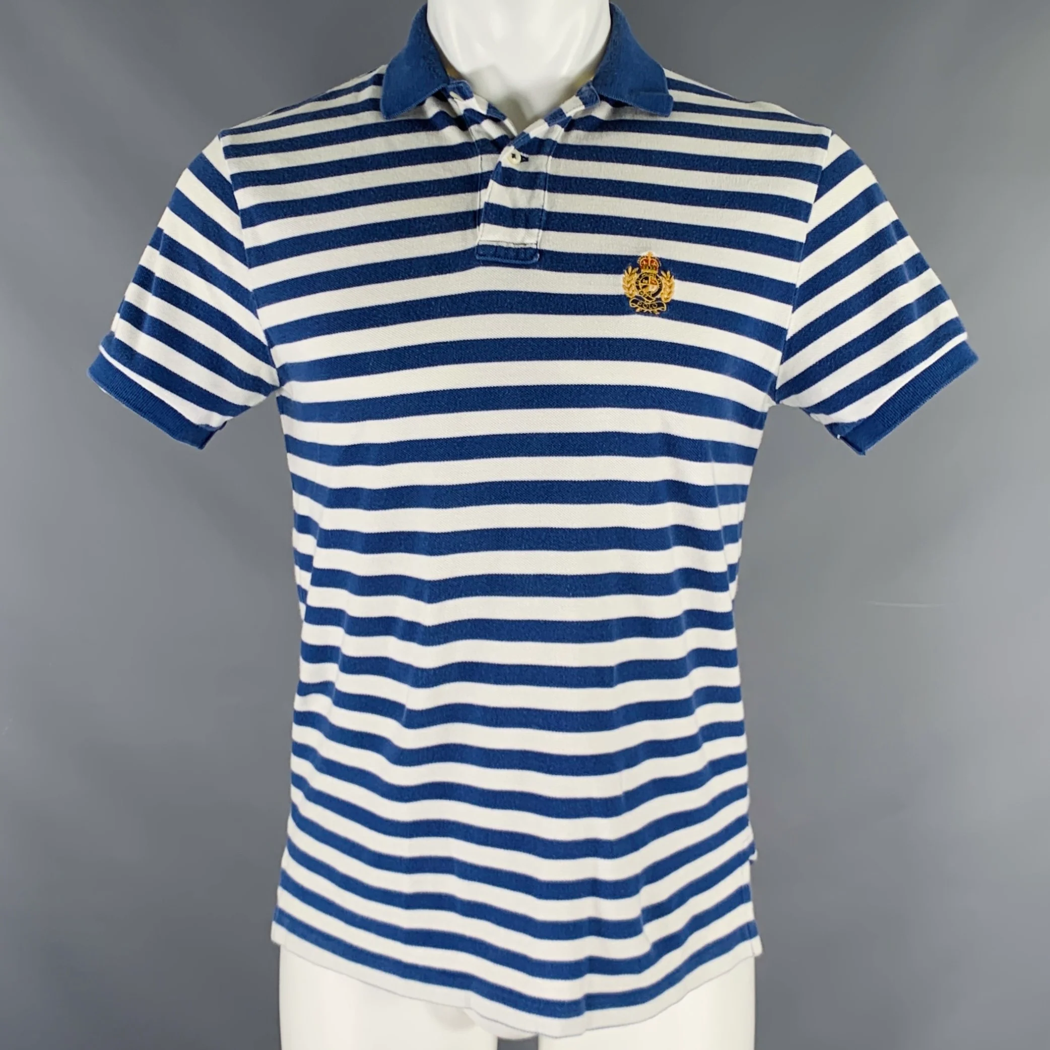 POLO by RALPH LAUREN Size S Blue White Stripe Cotton Half Placket Polo