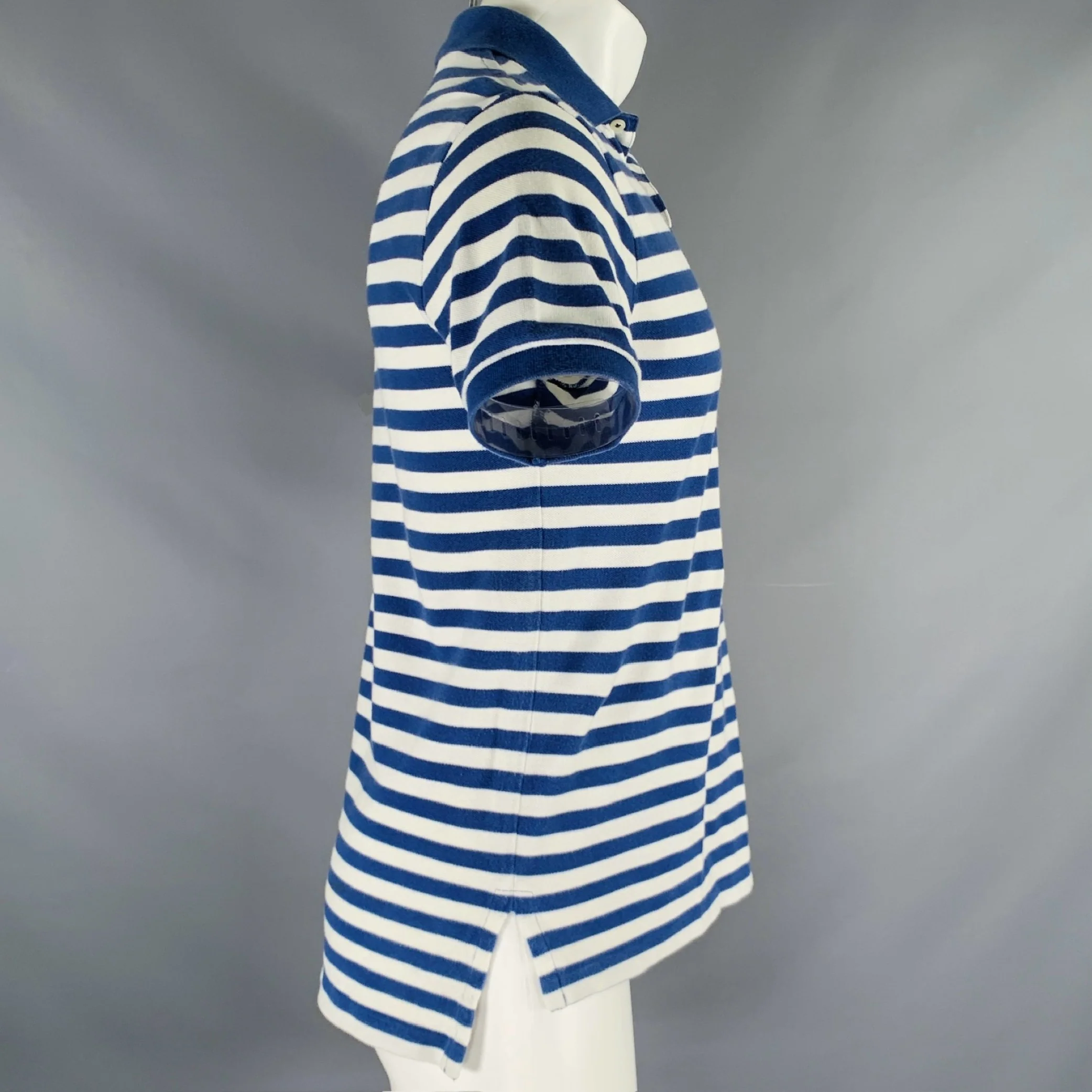 POLO by RALPH LAUREN Size S Blue White Stripe Cotton Half Placket Polo - Image 3