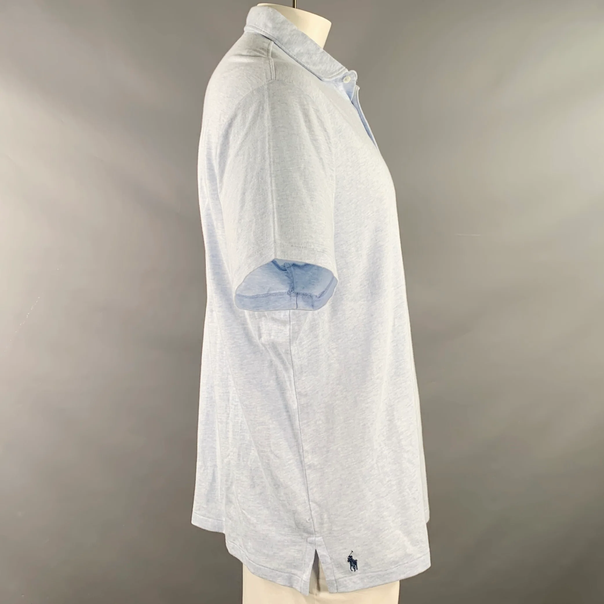 POLO by RALPH LAUREN Size XL Blue Cotton Linen One Pocket Polo - Image 2