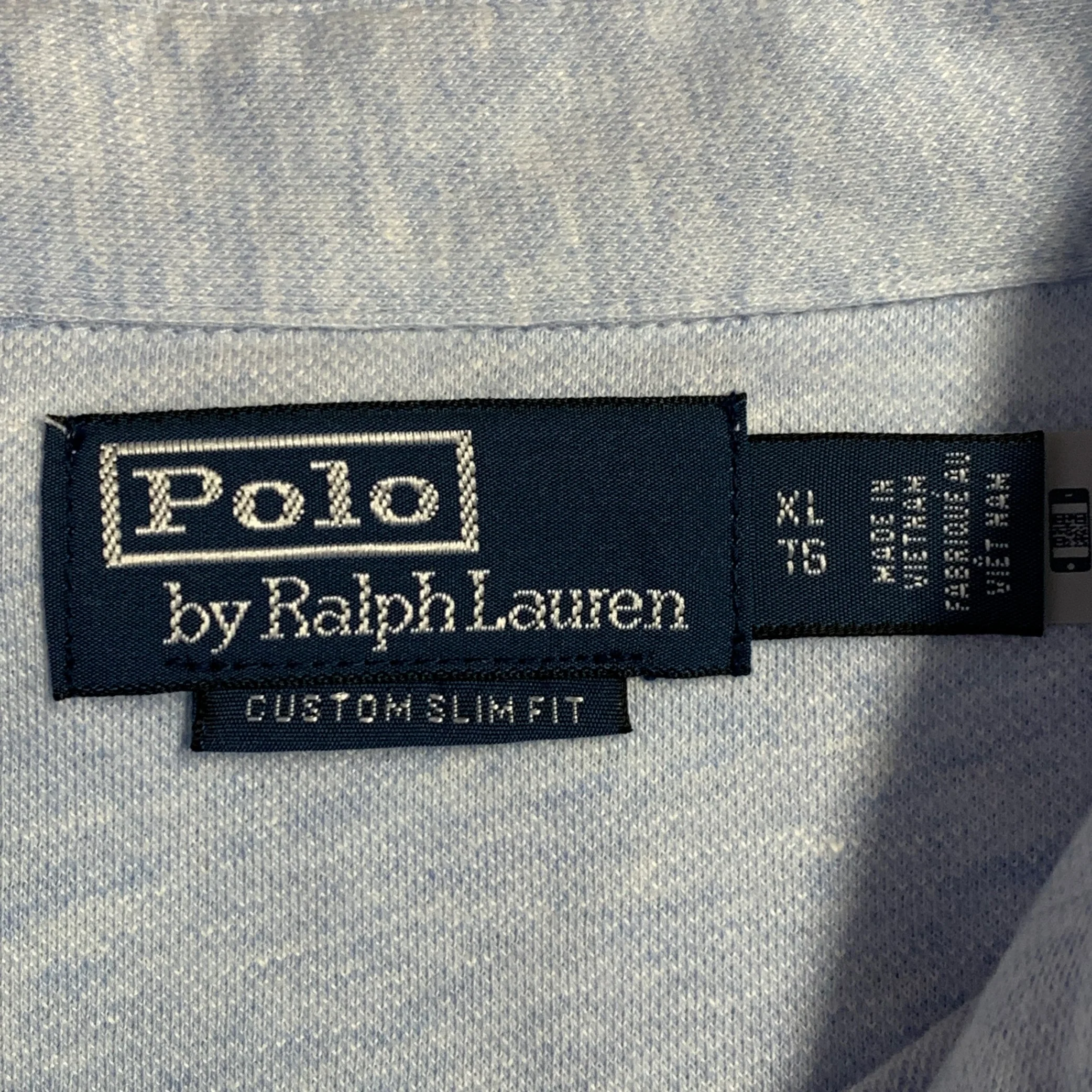POLO by RALPH LAUREN Size XL Blue Cotton Linen One Pocket Polo - Image 4