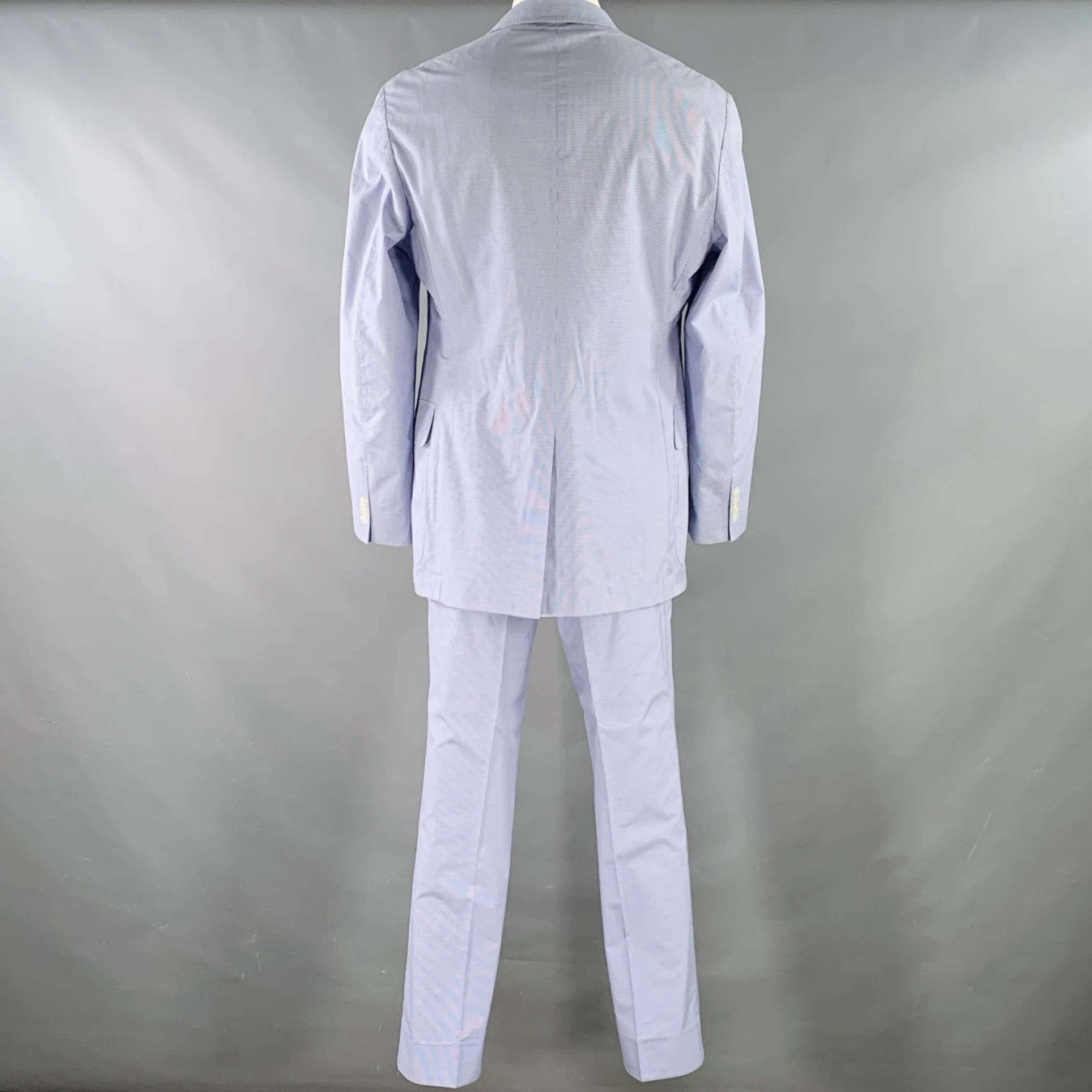 POLO by RALPH LAUREN Size XL Blue White Gingham Cotton Suit - Image 4