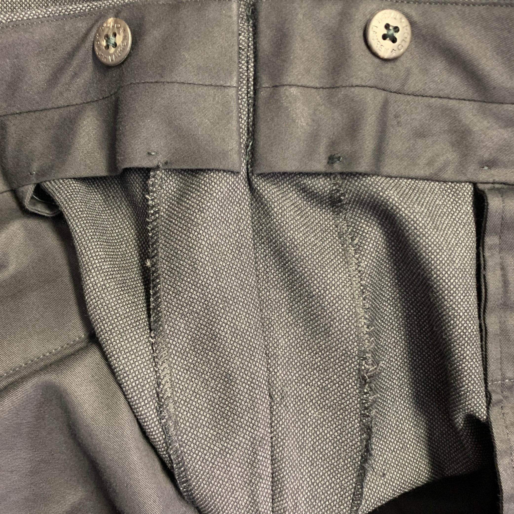 POLO by RALPH LAUREN Size 42 Charcoal Grey Woven Virgin Wool Tapered Zip Fly Dress Pants - Image 5