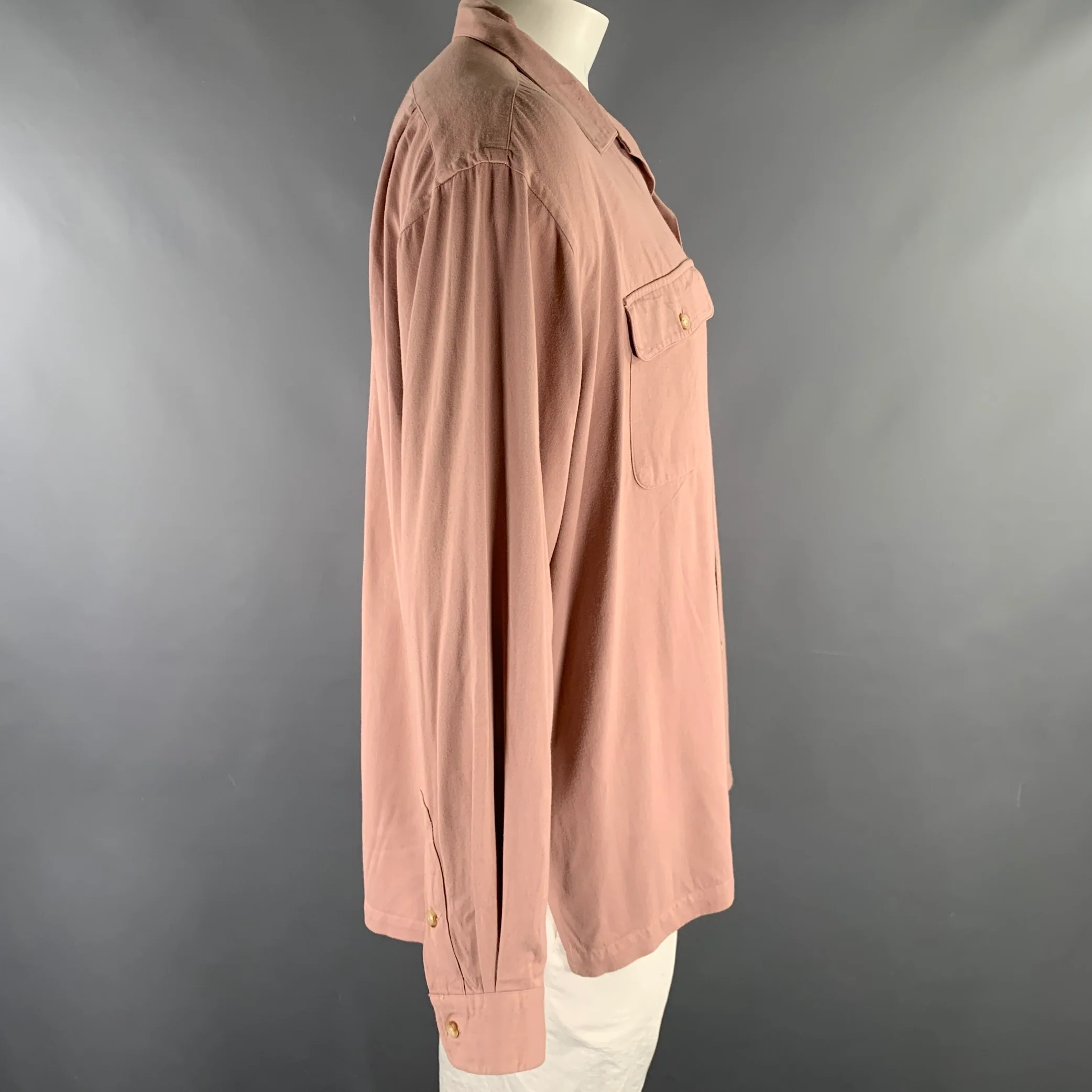 POLO by RALPH LAUREN Size XL Pink Heather Rayon Relax Long Sleeve Shirt - Image 2