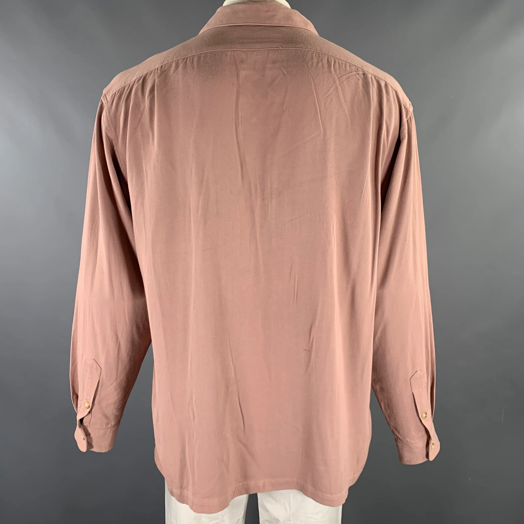 POLO by RALPH LAUREN Size XL Pink Heather Rayon Relax Long Sleeve Shirt - Image 3