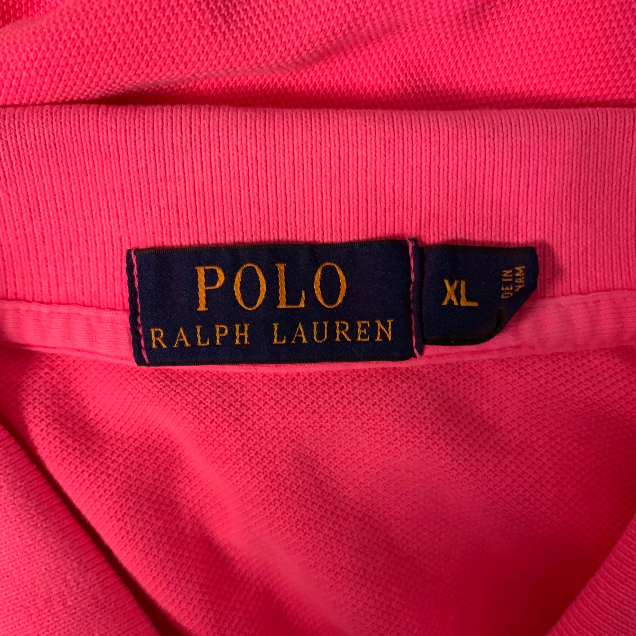POLO by RALPH LAUREN Size XL Pink Neon Pink Cotton Polo - Image 4