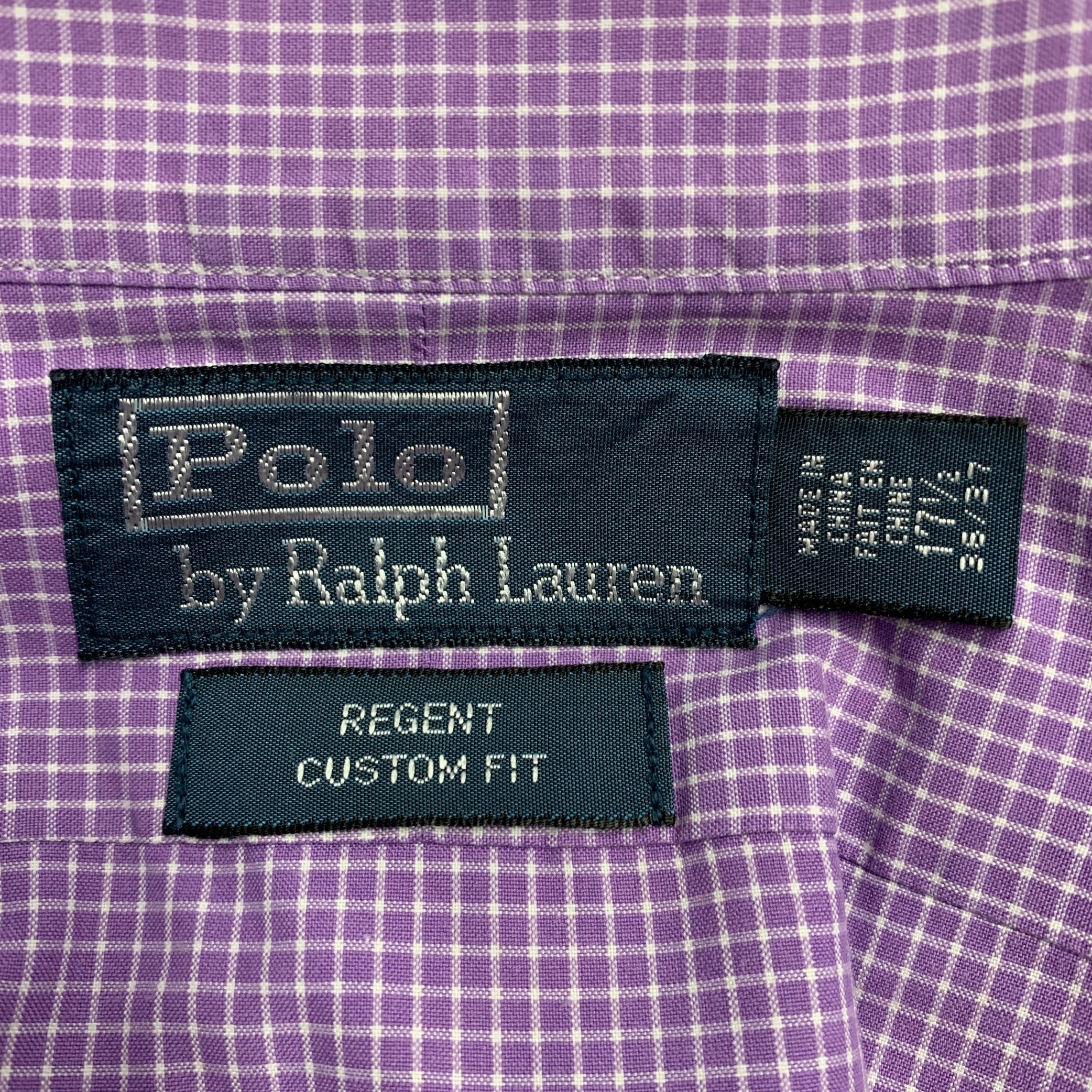 POLO by RALPH LAUREN Size XXL Purple White Checkered Cotton Long Sleeve Shirt - Image 6