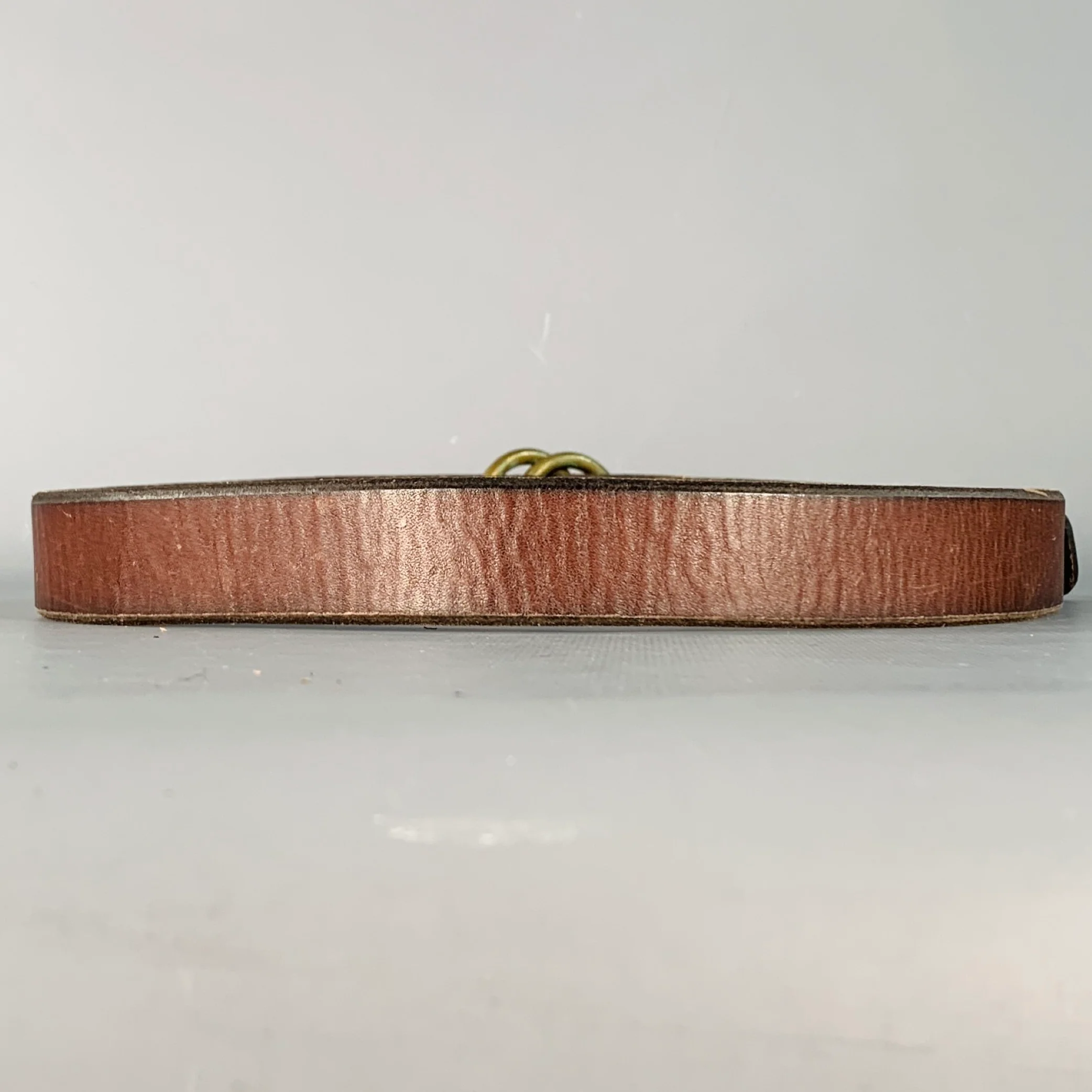 POLO by RALPH LAUREN Vintage Size S Brown Leather Double Ring Belt - Image 4