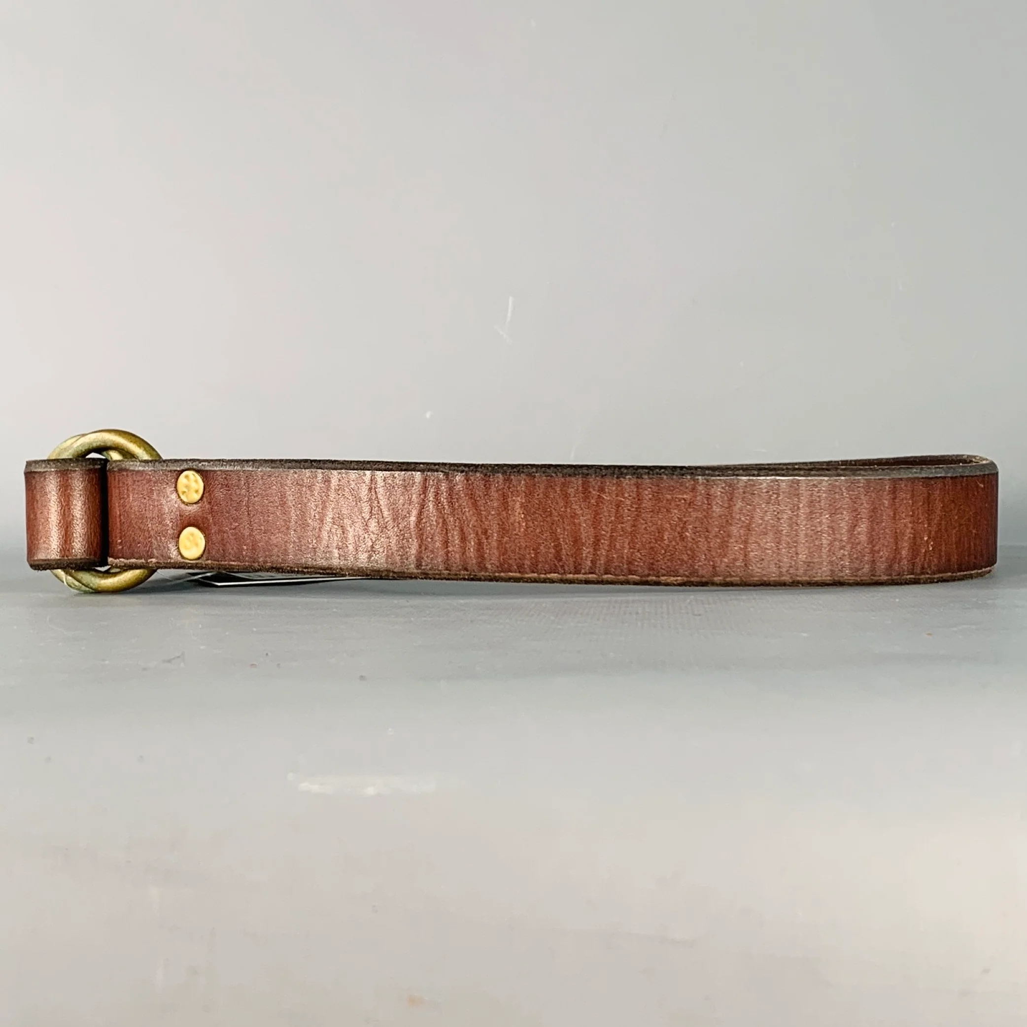 POLO by RALPH LAUREN Vintage Size S Brown Leather Double Ring Belt - Image 5