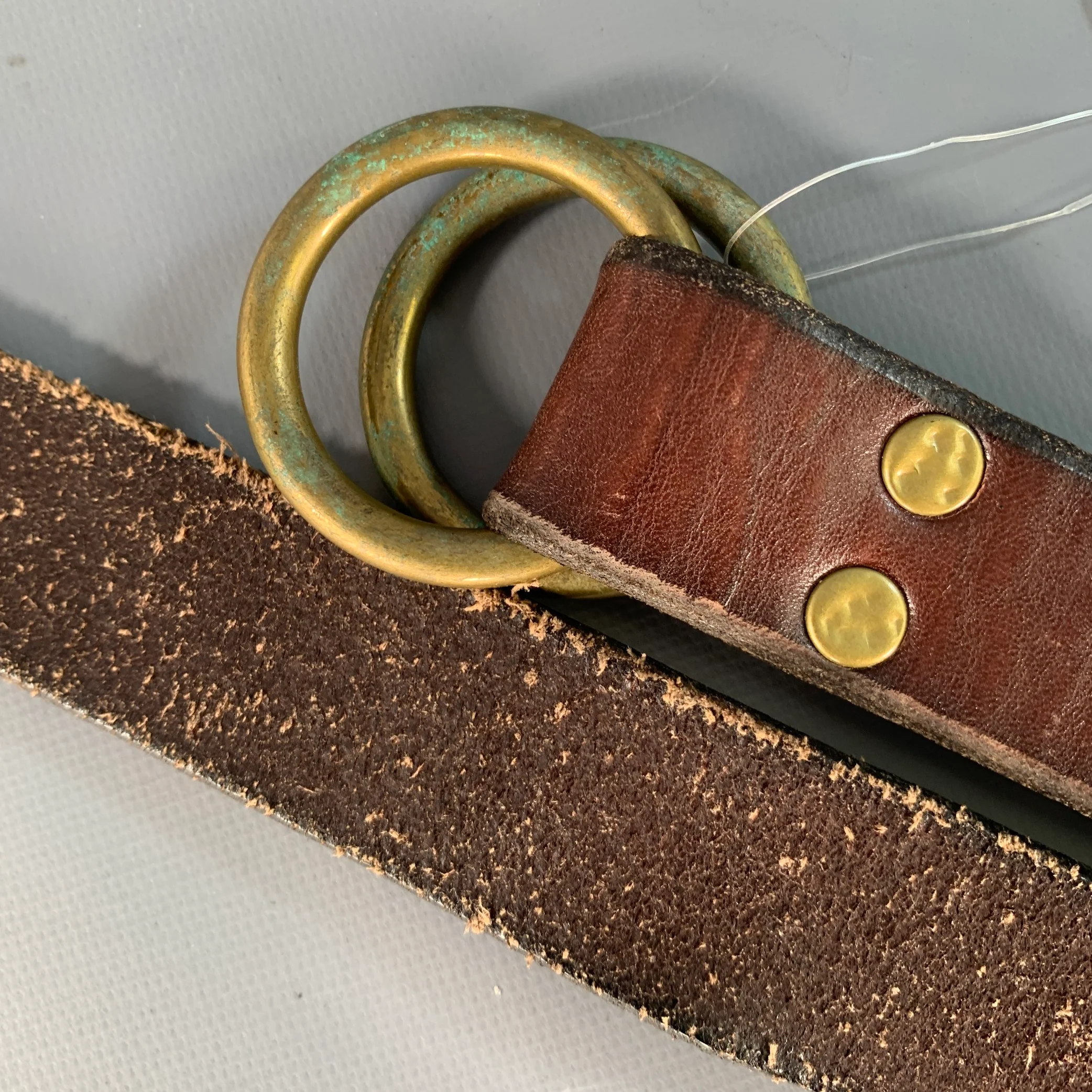 POLO by RALPH LAUREN Vintage Size S Brown Leather Double Ring Belt - Image 9