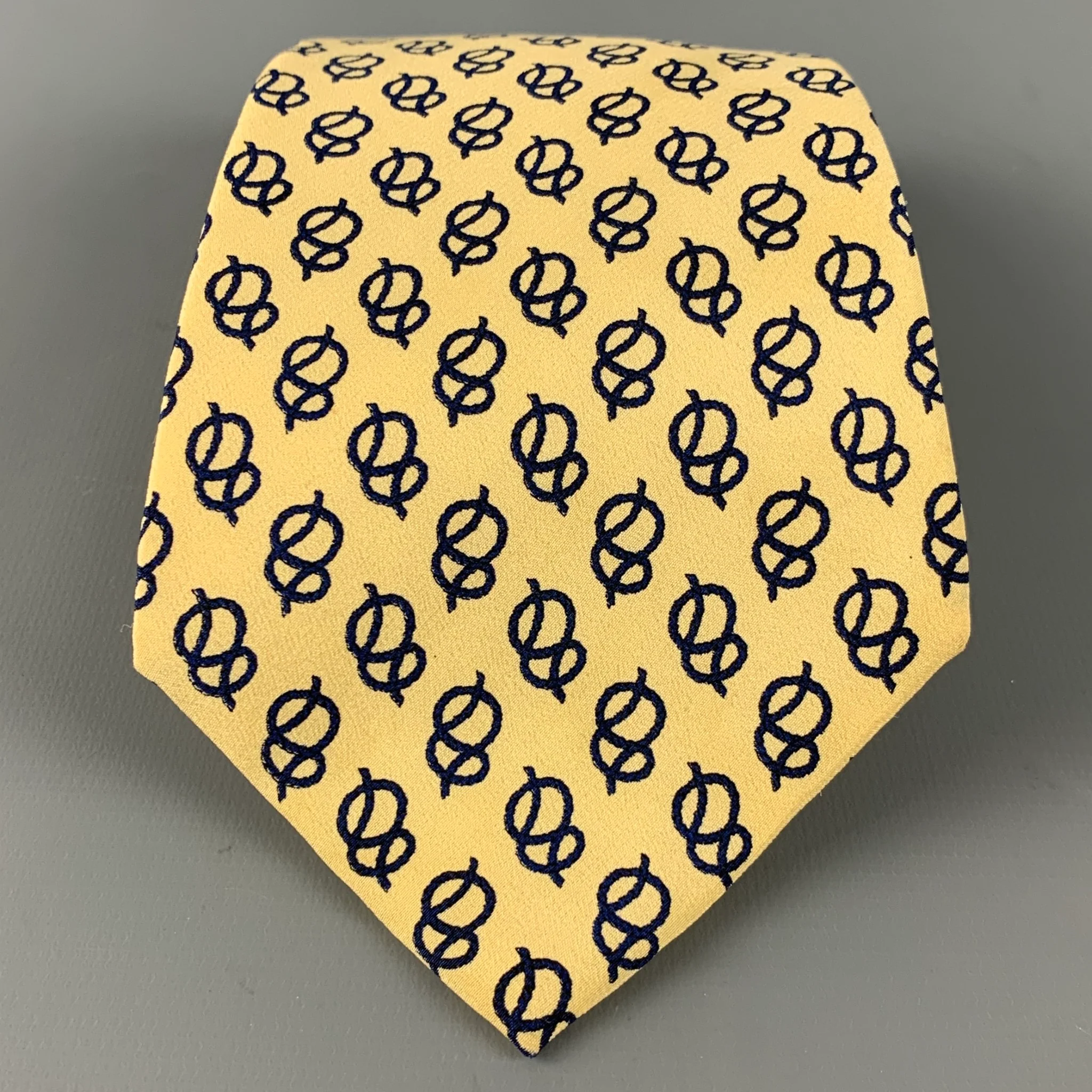 POLO by RALPH LAUREN Yellow Navy Abstract Silk Tie