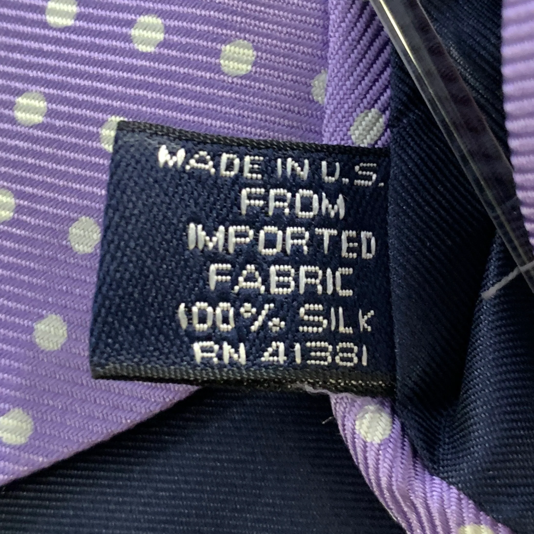 POLO Purple White Polka Dot Silk Tie - Image 4
