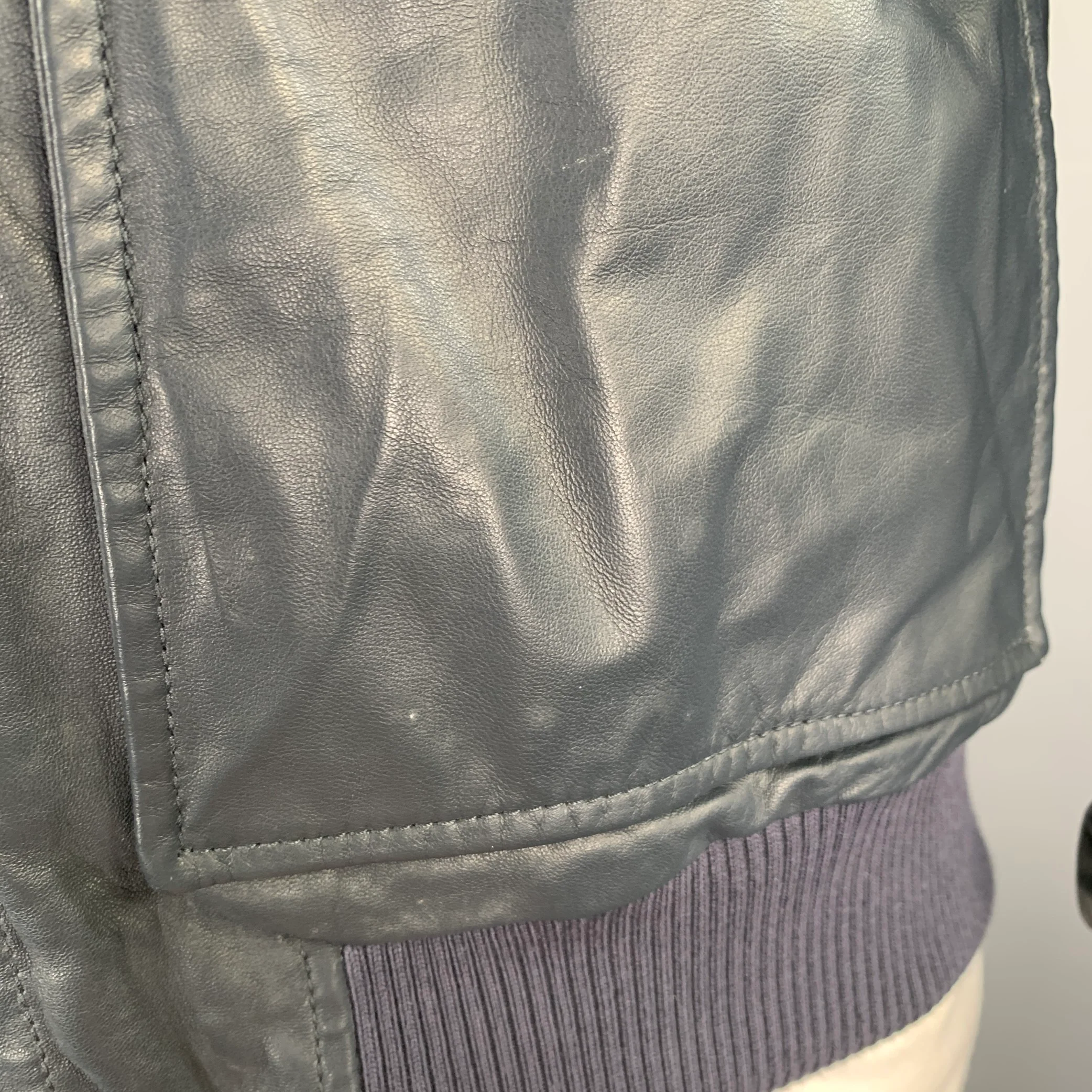 PORSCHE DESIGN Size L Grey Charcoal Leather Reversible Jacket - Image 9