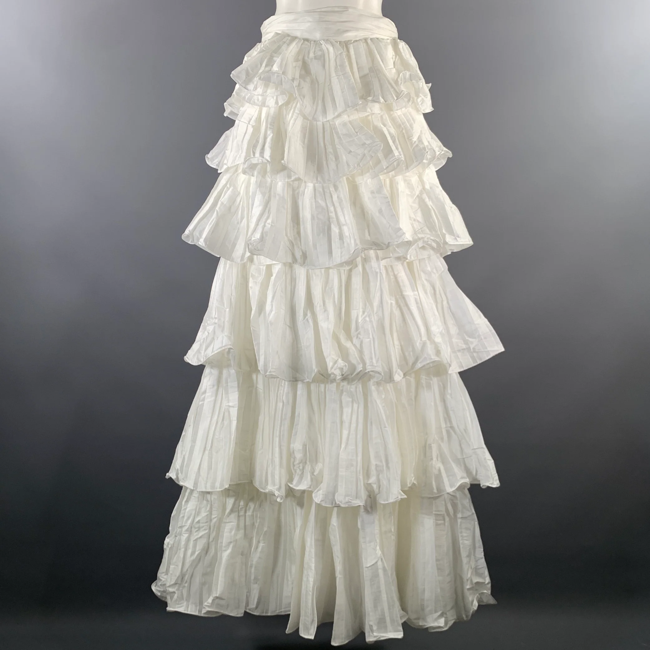 PORTIA & SCARLETT Size M White Polyester Spandex Ruffled Maxi Skirt