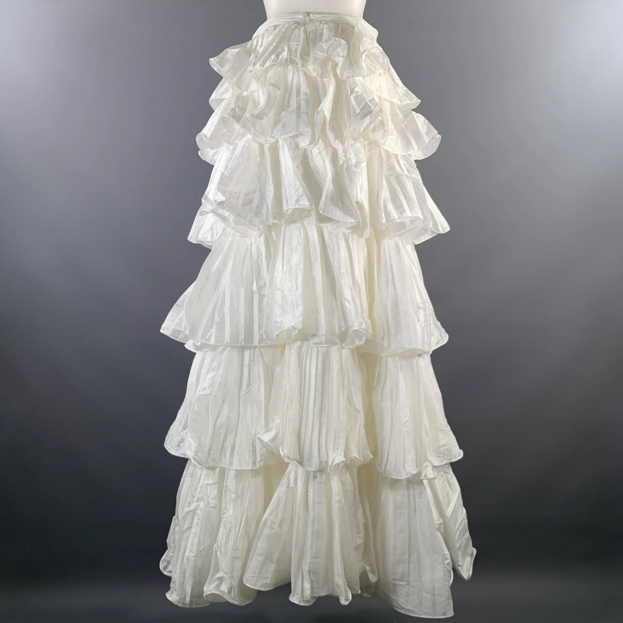 PORTIA & SCARLETT Size M White Polyester Spandex Ruffled Maxi Skirt - Image 2
