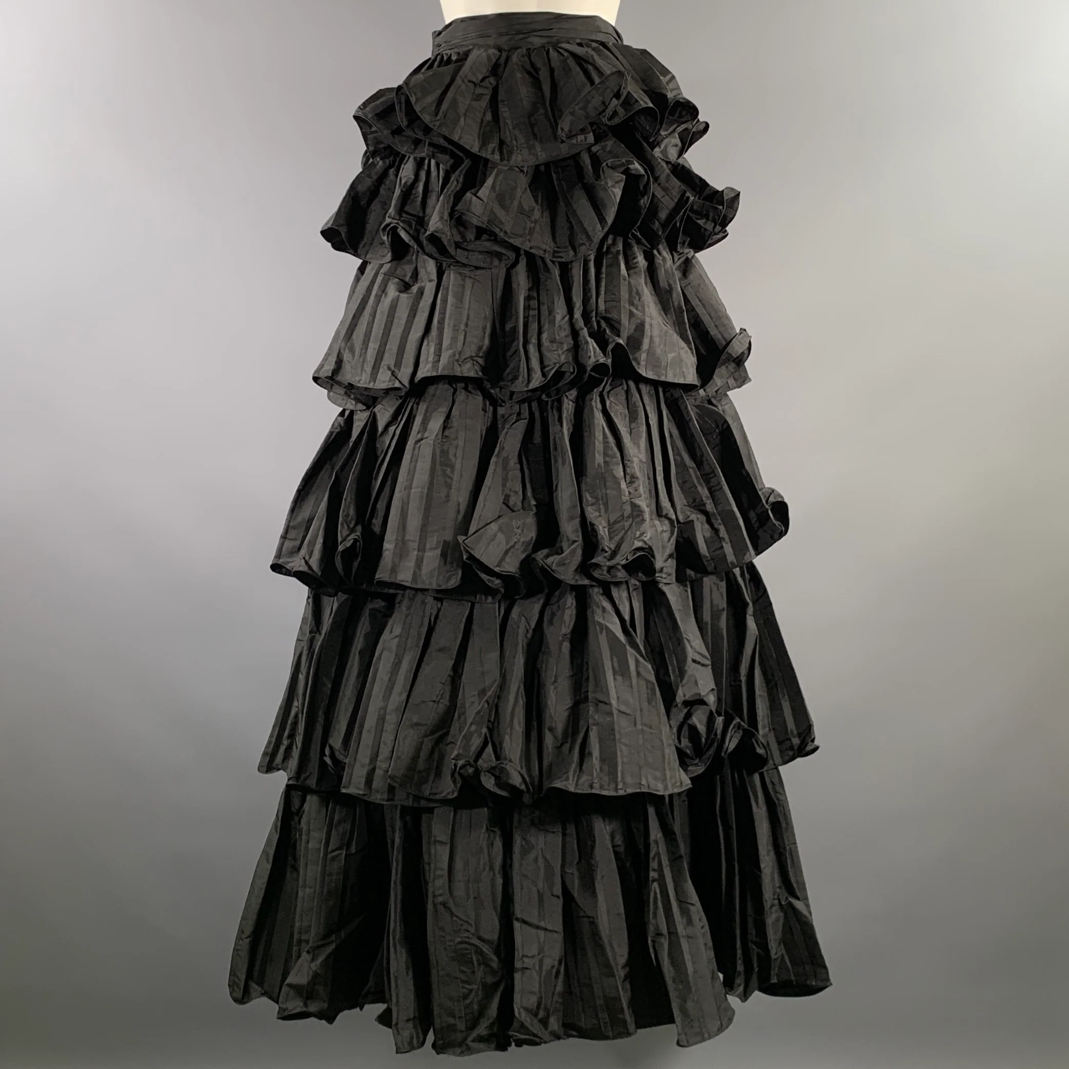 PORTIA & SCARLETT Size XS Black Polyester / Spandex Ruffled Maxi Skirt