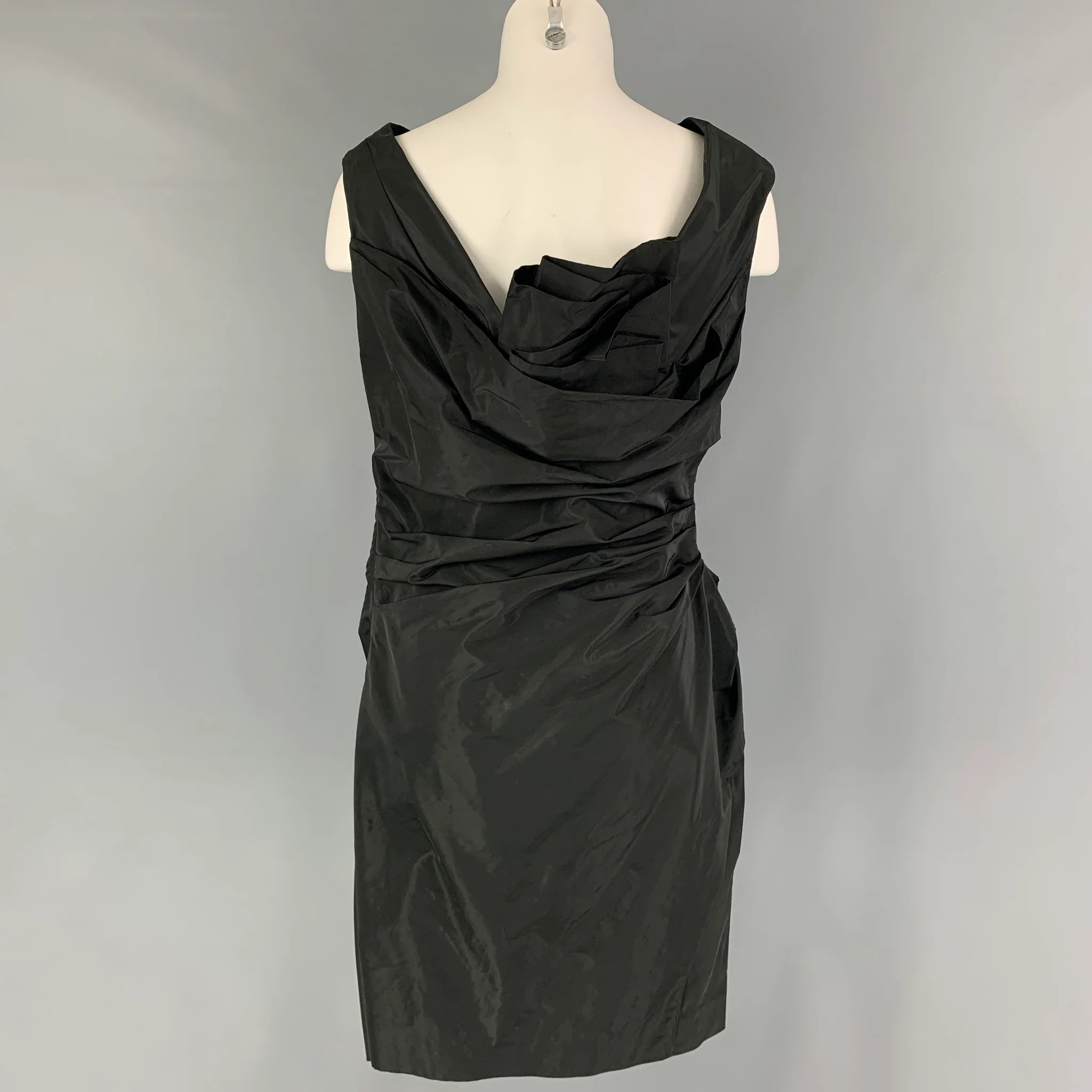 PORTS 1961 Size 10 Black Polyamide Polyester Ruched Sleeveless Cocktail Dress - Image 4