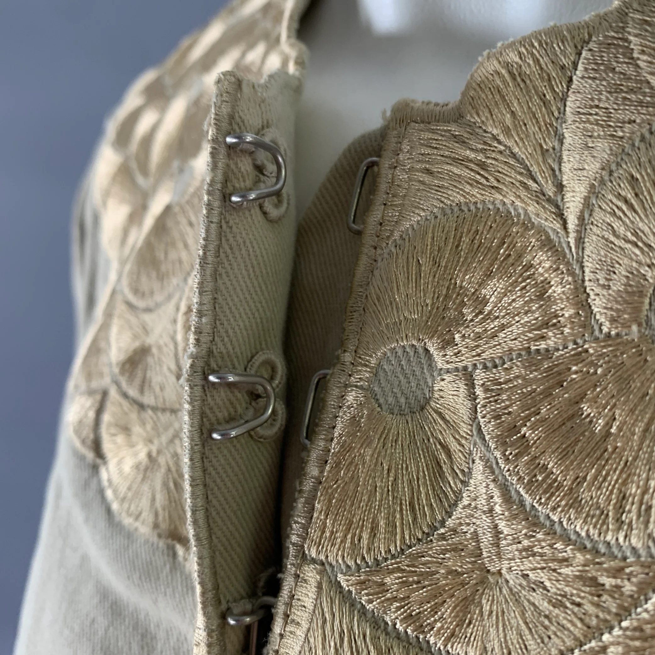 PORTS 1961 Size 12 Khaki Cotton Blend Embroidered Jacket - Image 5