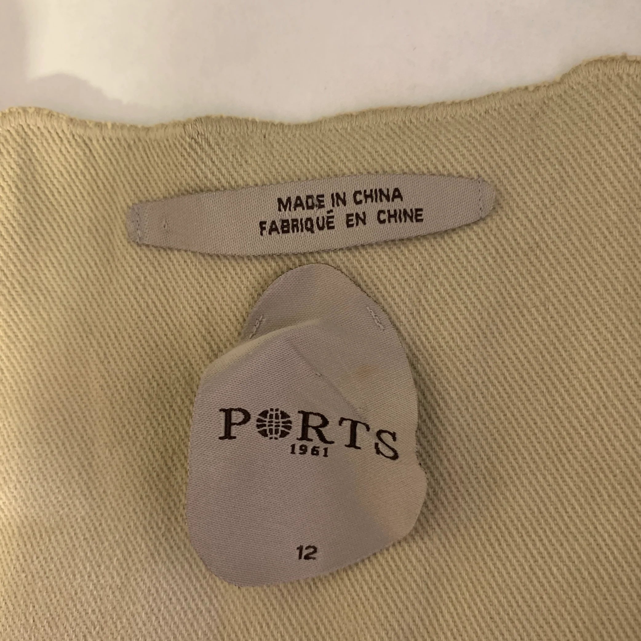 PORTS 1961 Size 12 Khaki Cotton Blend Embroidered Jacket - Image 6