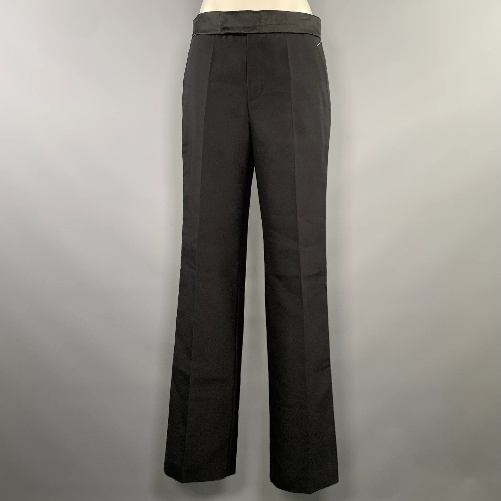 PORTS 1961 Size M Black Wool Silk Tuxedo Dress Pants